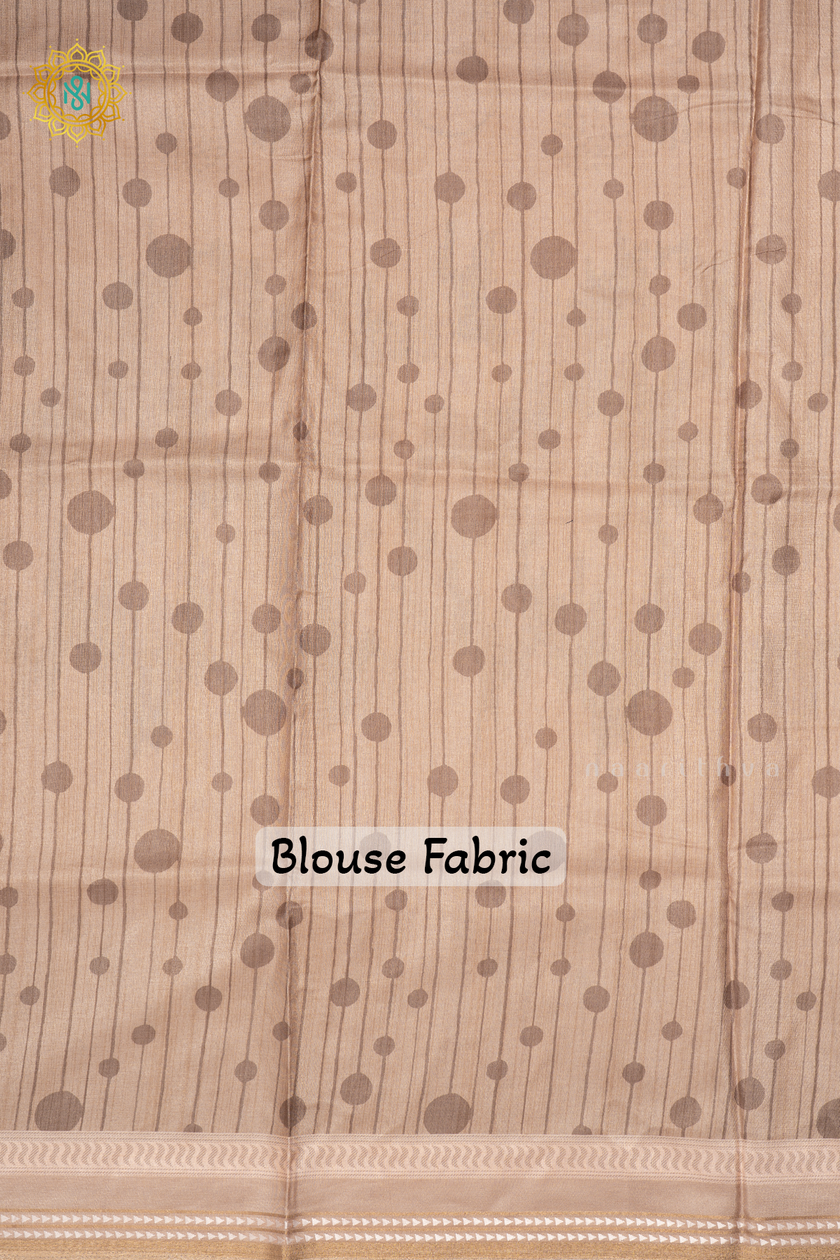 Beige With Black - Semi Crepe Silk Saree Digital Prints And Zari Woven Border