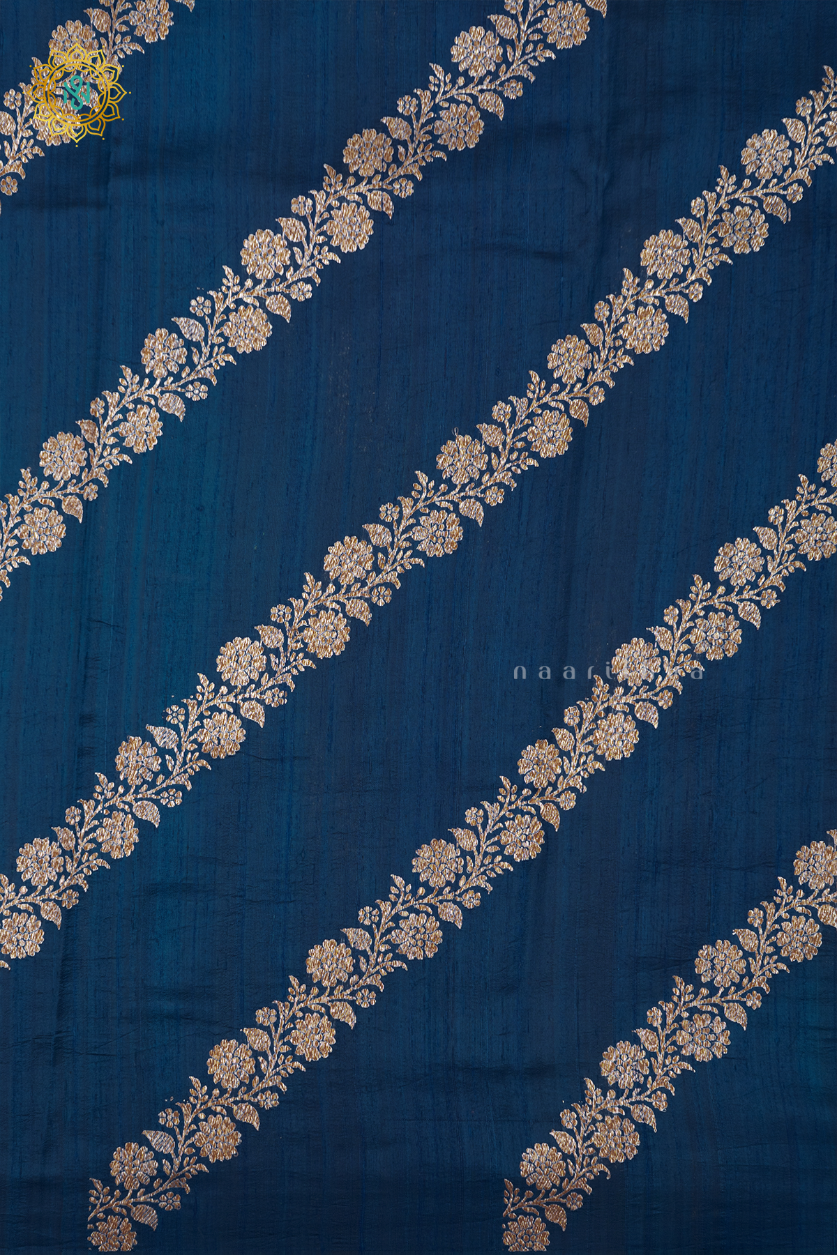 GERMAN BLUE WITH RED - PURE BANARASI RAW SILK