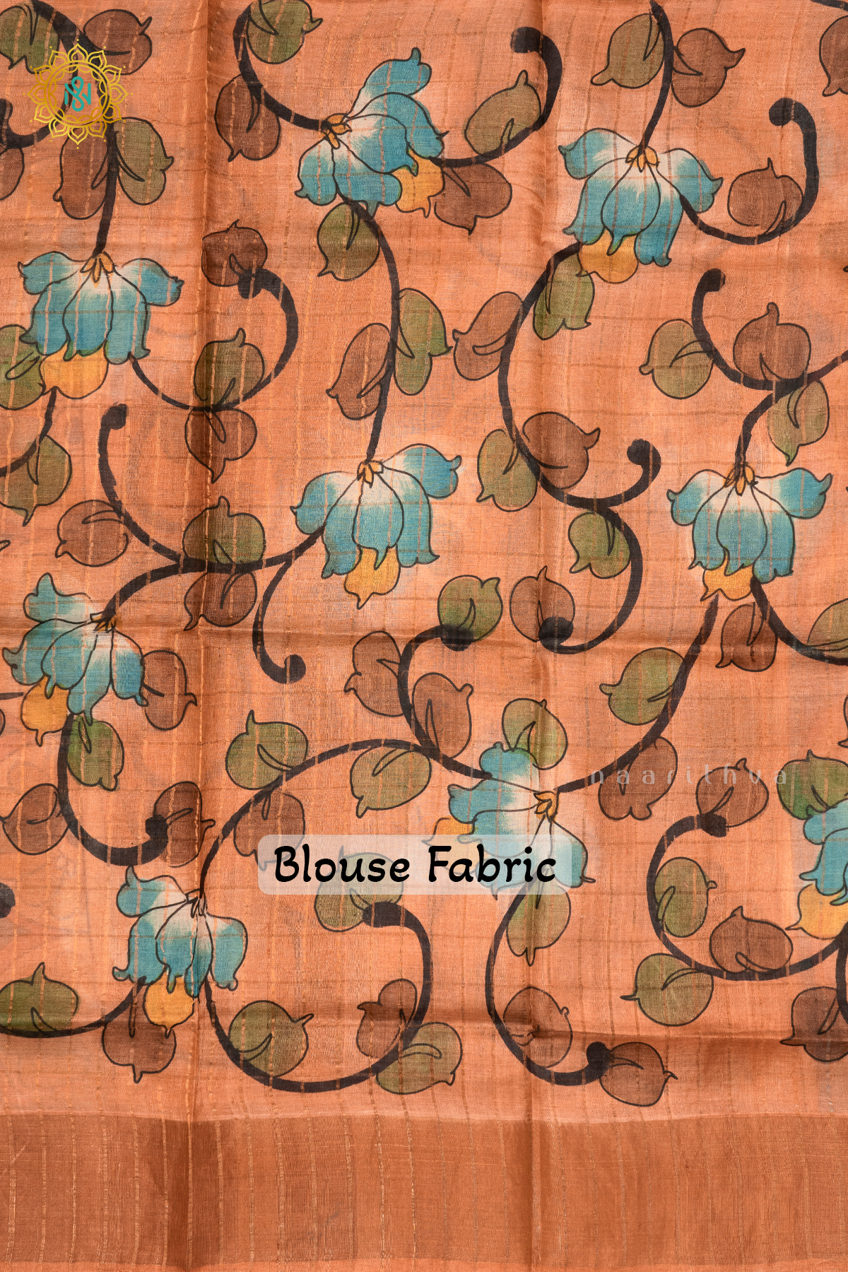 SAGE GREEN WITH PEACH - PURE TUSSAR SILK