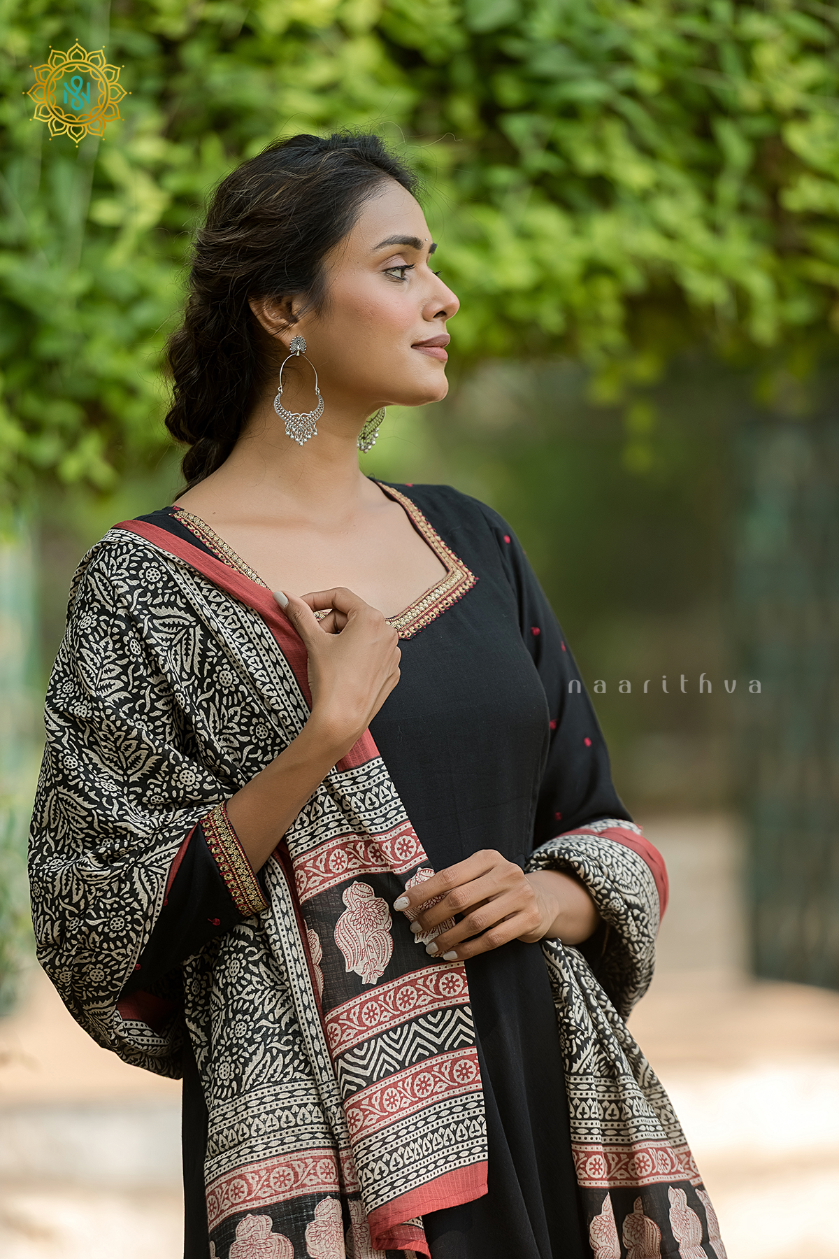 BLACK - COTTON 3PC SALWAR SUIT WITH TOP, BOTTOM & DUPATTA