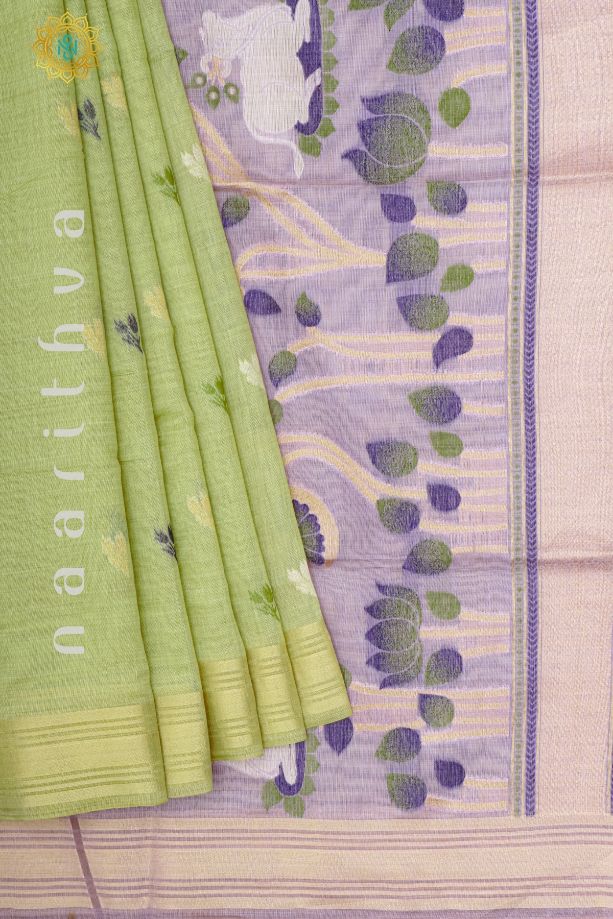 GREEN WITH LAVENDER - MOONGA COTTON