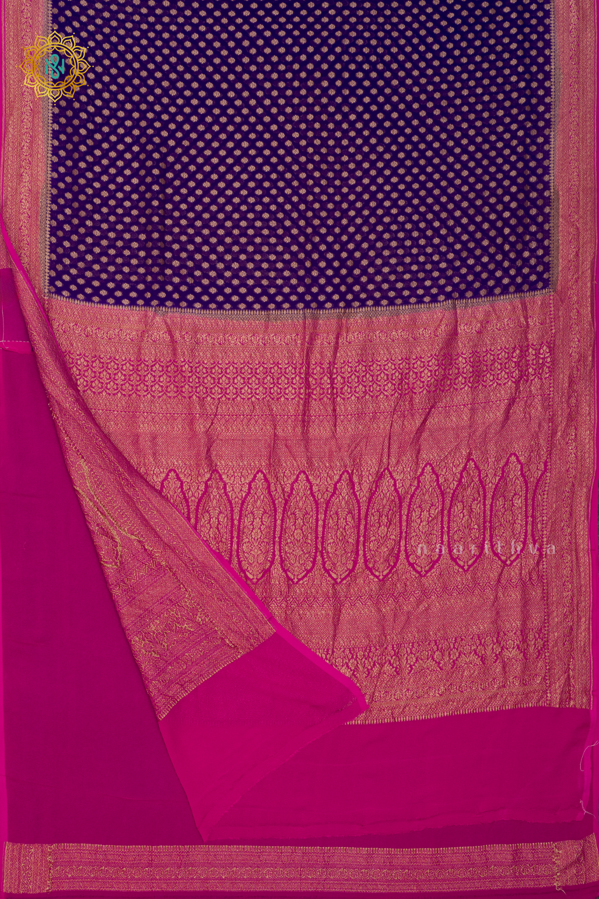 PURPLE WITH PINK - PURE BANARASI KHADDI GEORGETTE