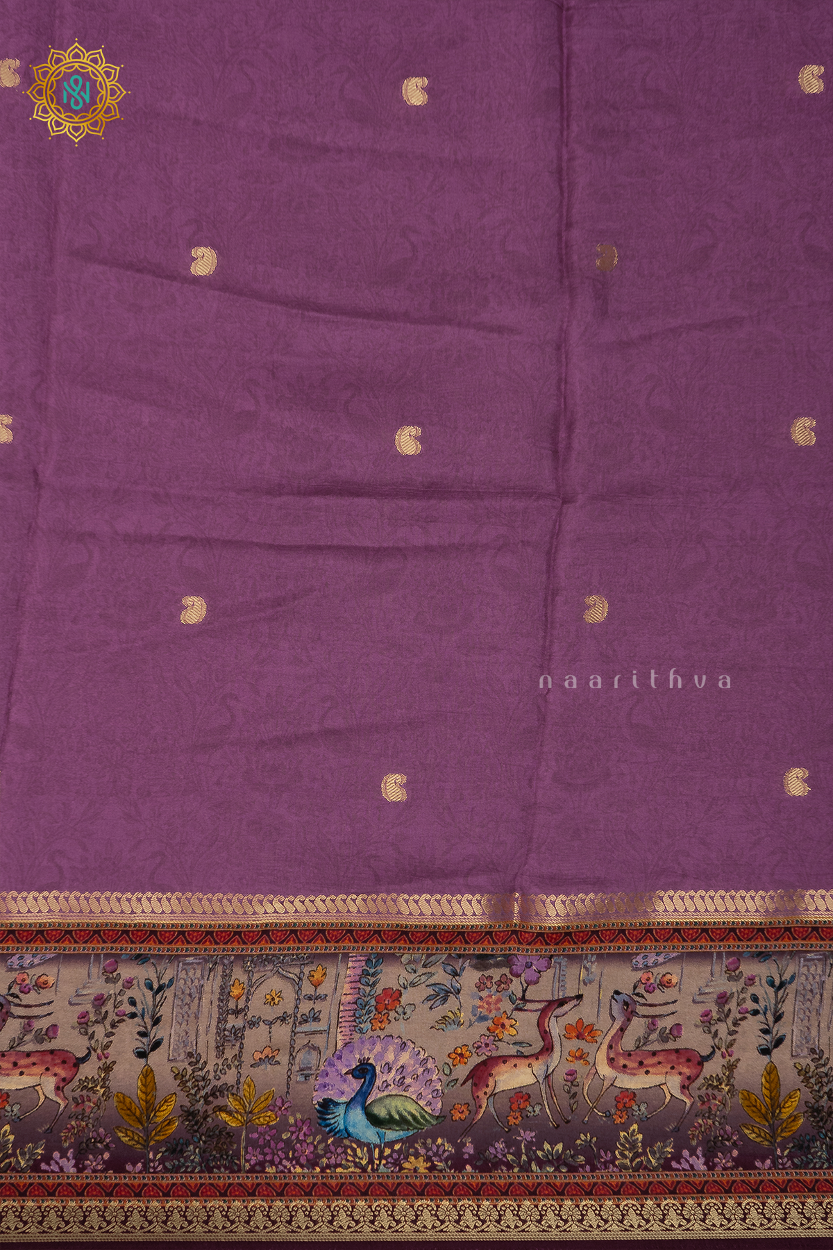 LIGHT PINK WITH WINE - SEMI CREPE SILK