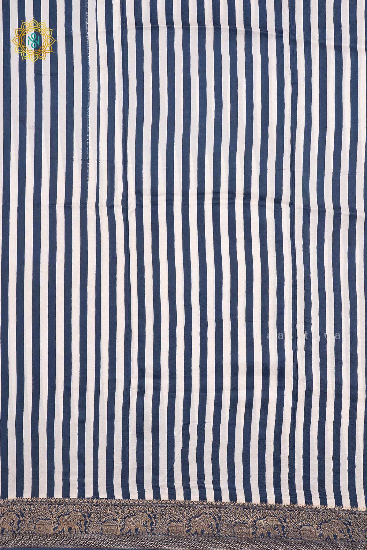 WHITE WITH TEAL BLUE - DOLA SILK