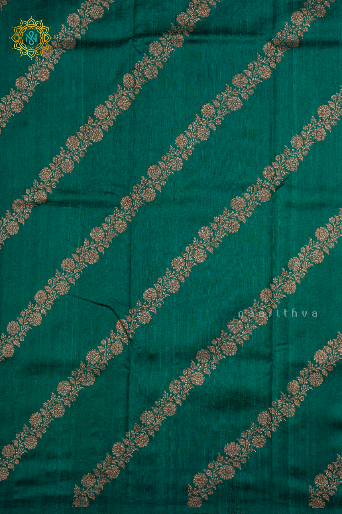 PEACOCK GREEN WITH RED - PURE BANRASI RAW SILK