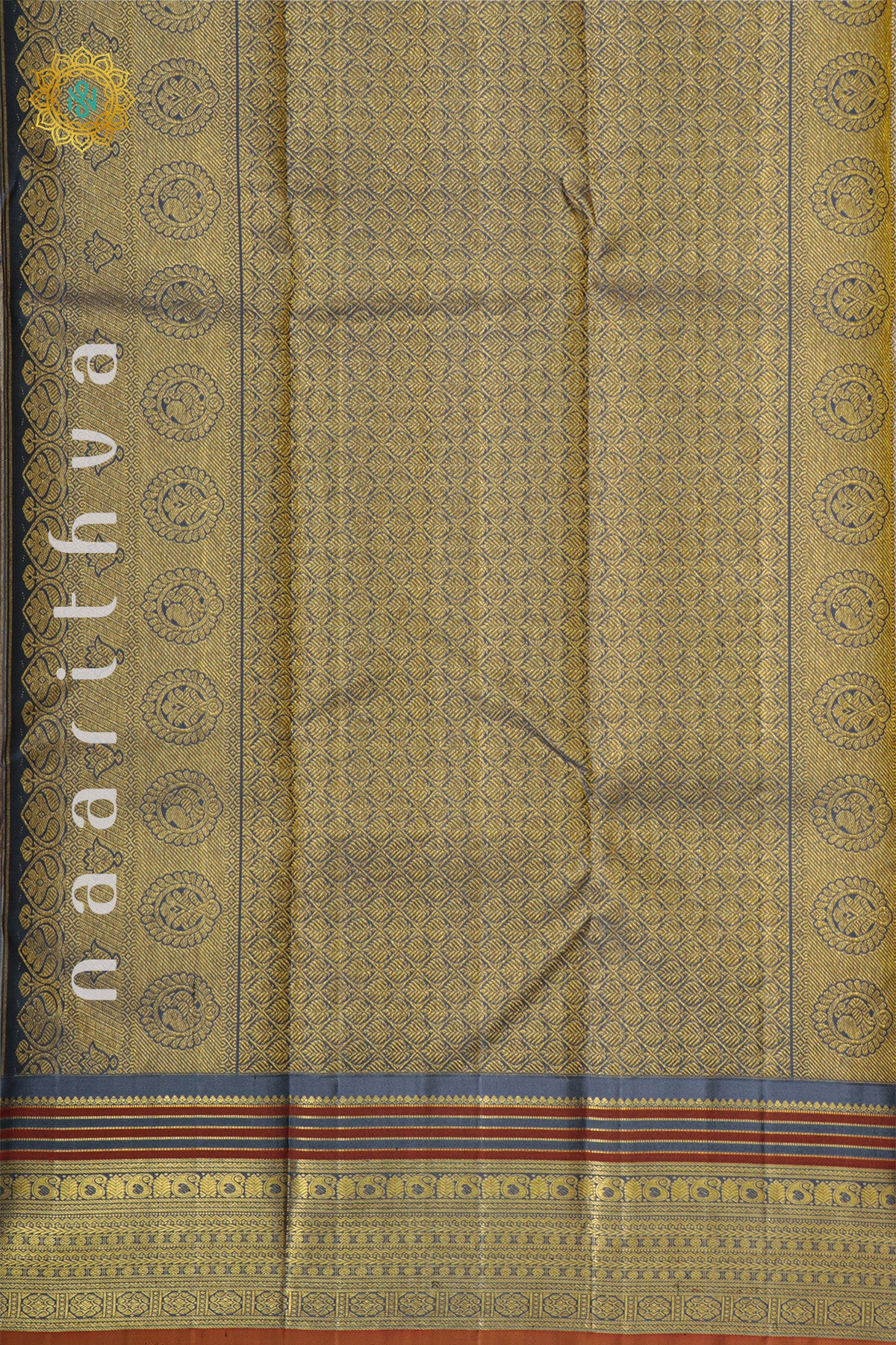 RED WITH ELEPHANT GREY - PURE KANJIVARAM SILK