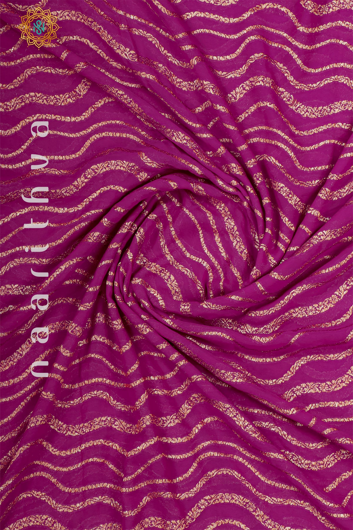 PINK WITH PURPLE - PURE HANDLOOM KHADDI GEORGETTE BANARAS