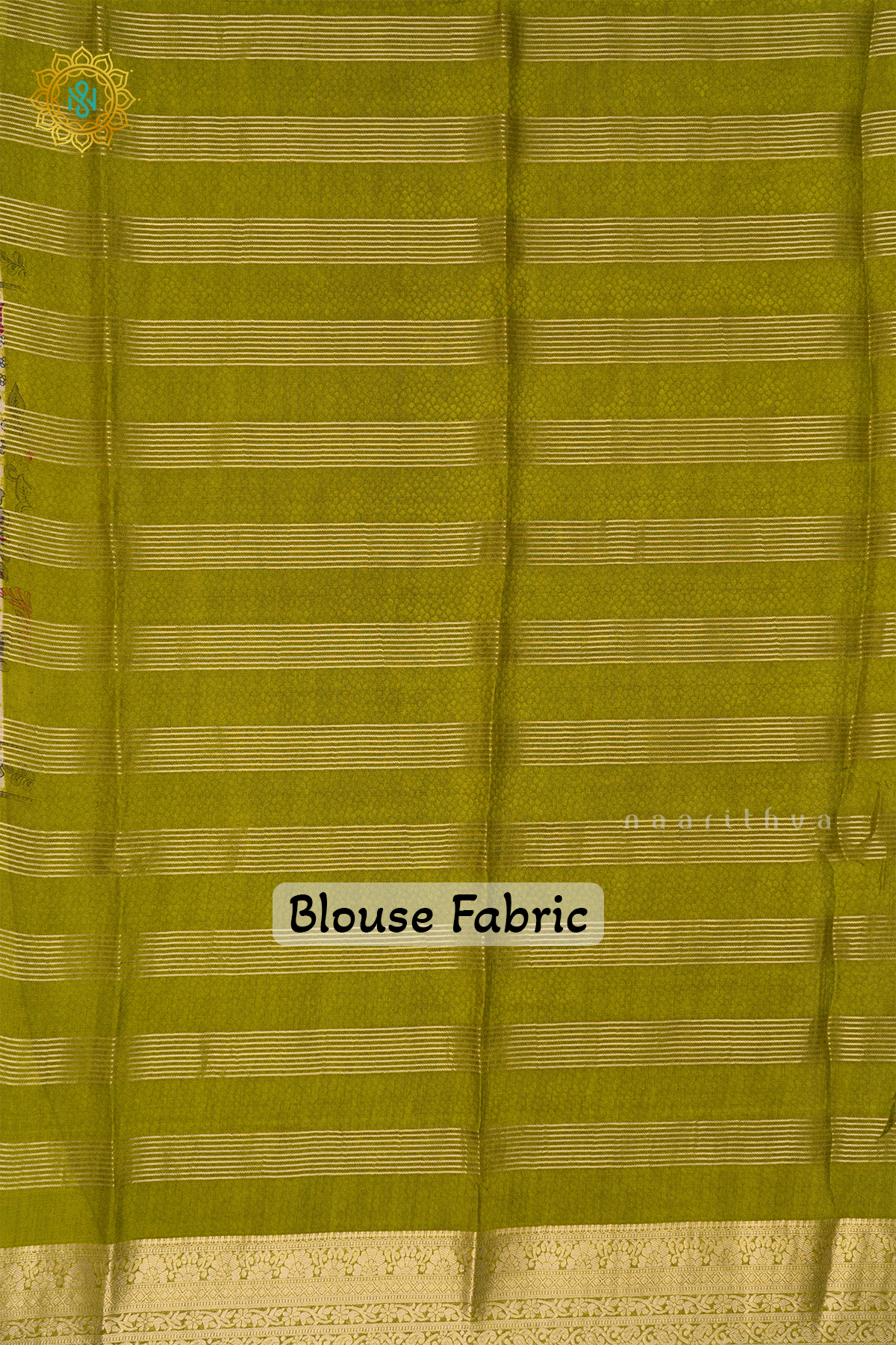 OFF WHITE WITH PARROT GREEN - SEMI GEORGETTE