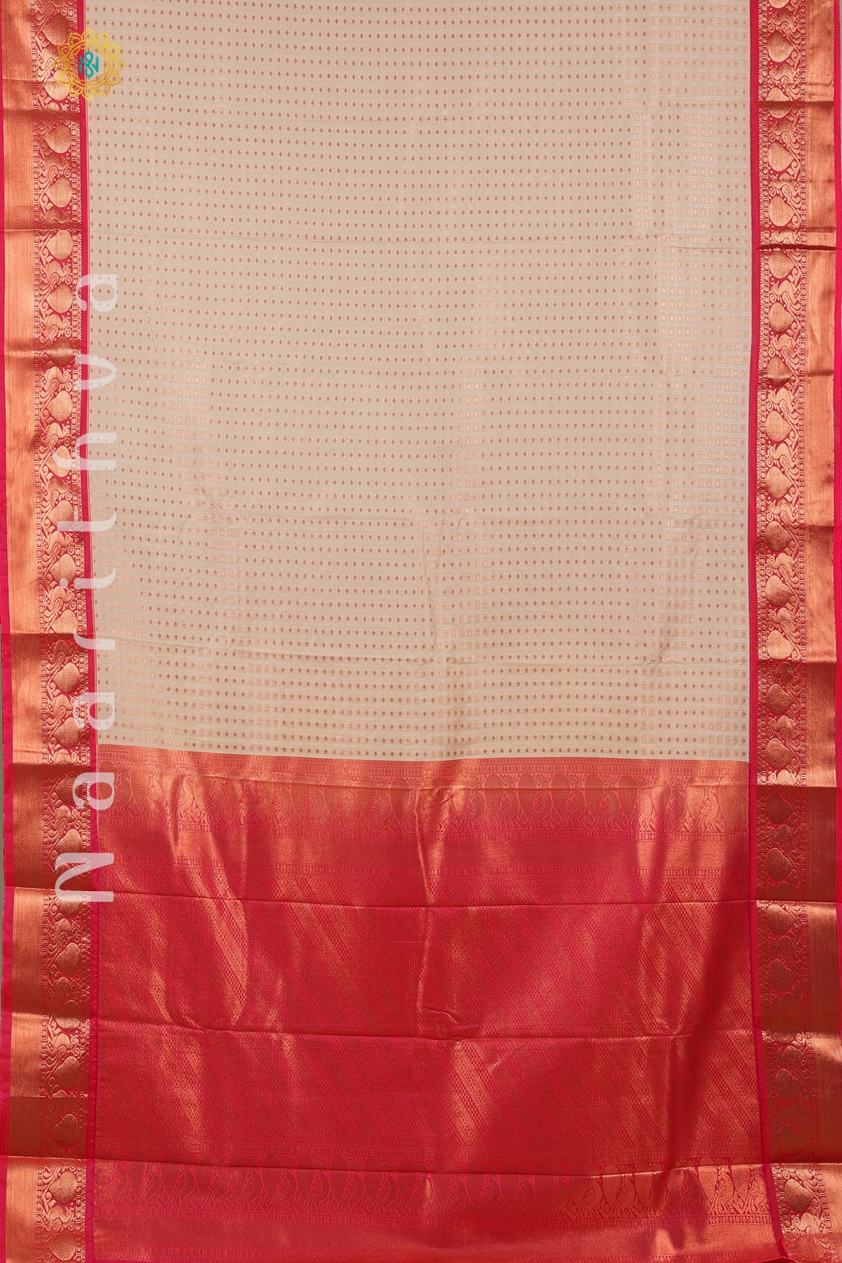 CREAM WITH PINK - SEMI KANCHI WITH CONTRAST BORDER