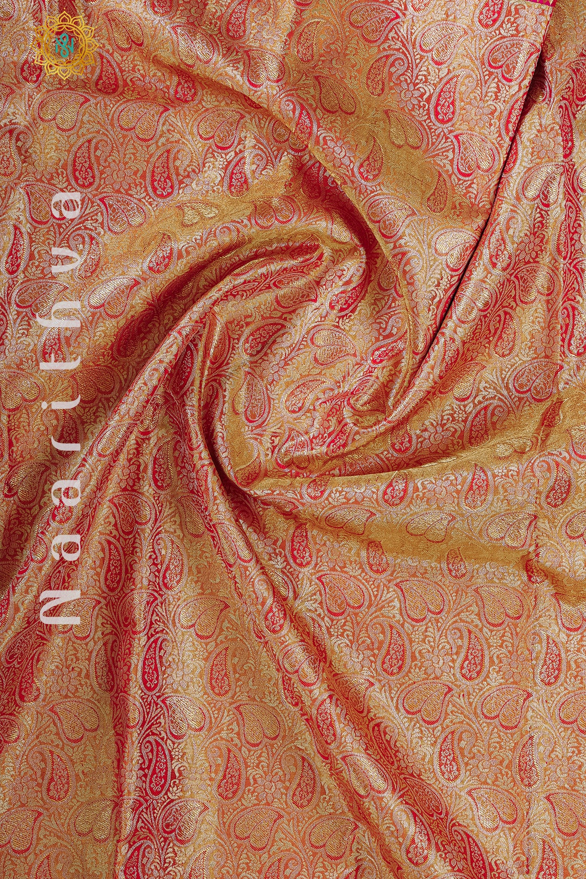GOLD TISSUE WITH PINK - PURE KANJIVARAM SILK