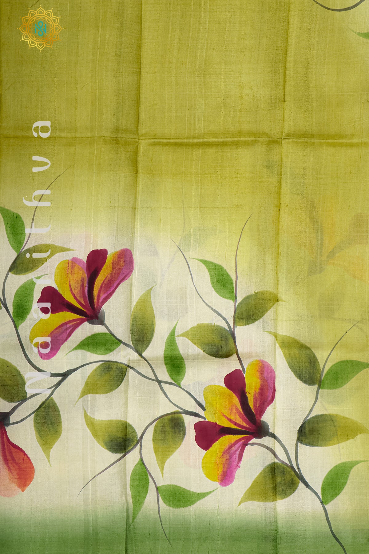 GREEN - PURE HAND PAINTED MULBERRY SILK