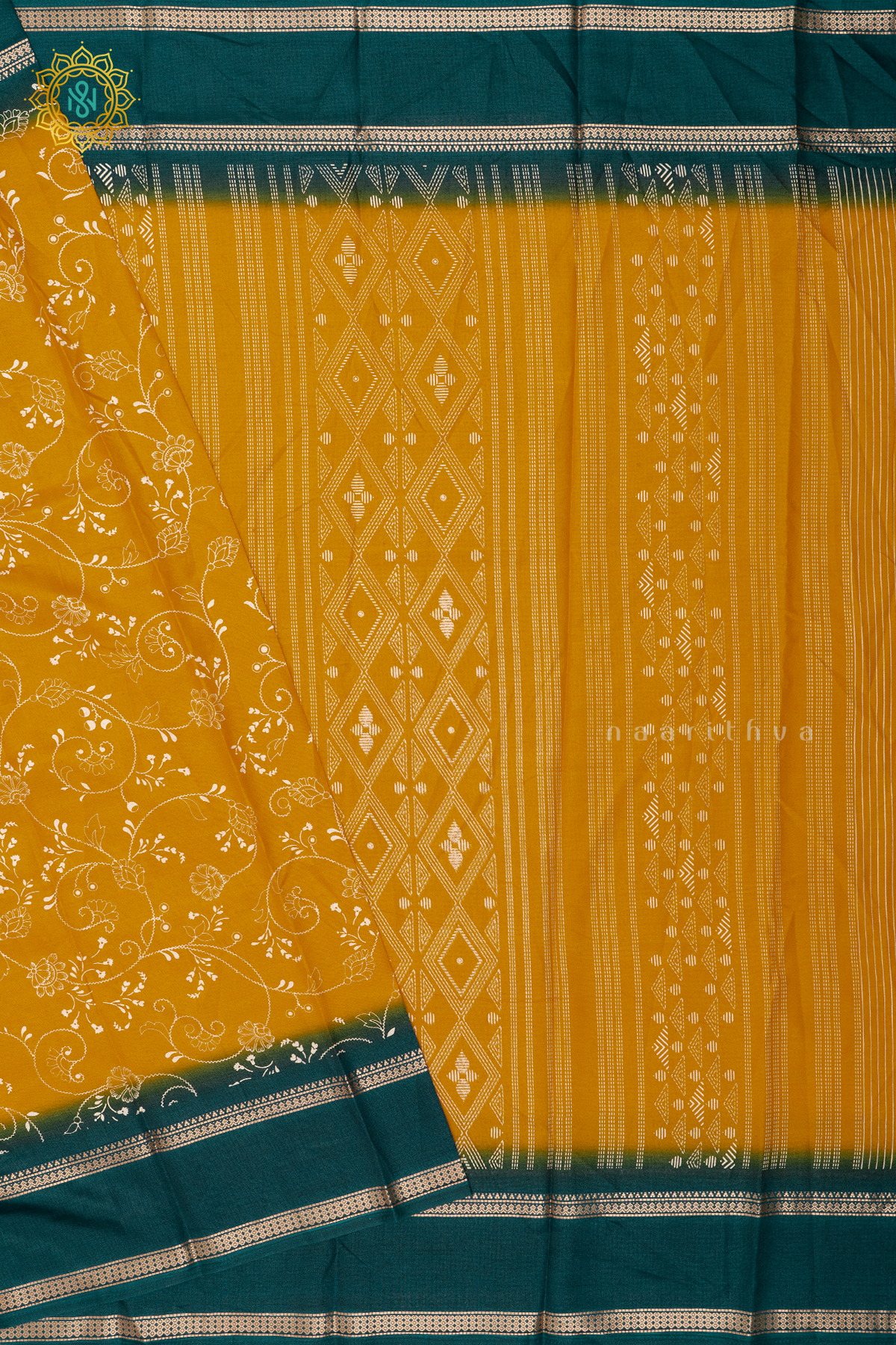 YELLOW WITH GREEN - DOLA SILK