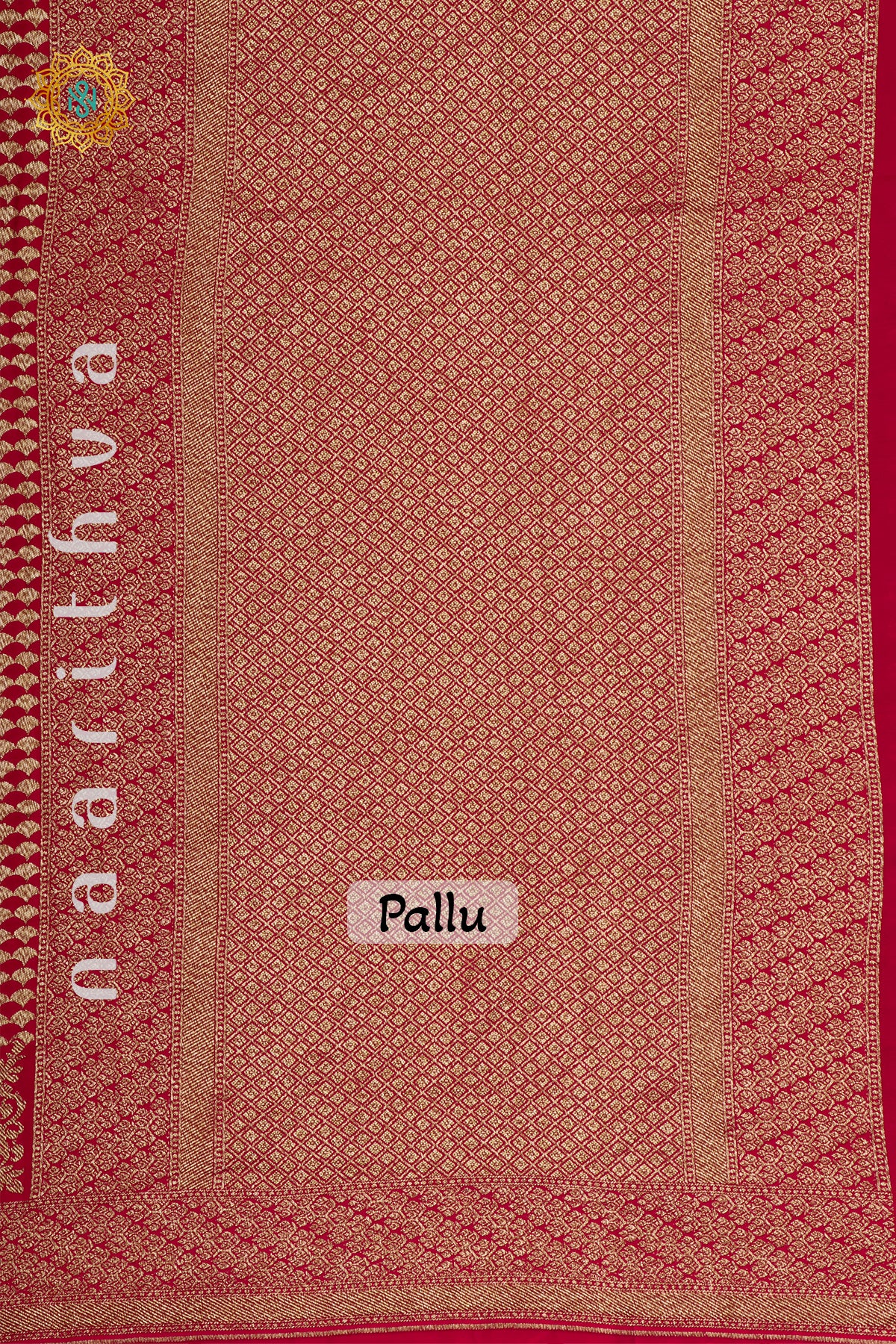 RED WITH GREEN - PURE BANARASI CREPE SILK