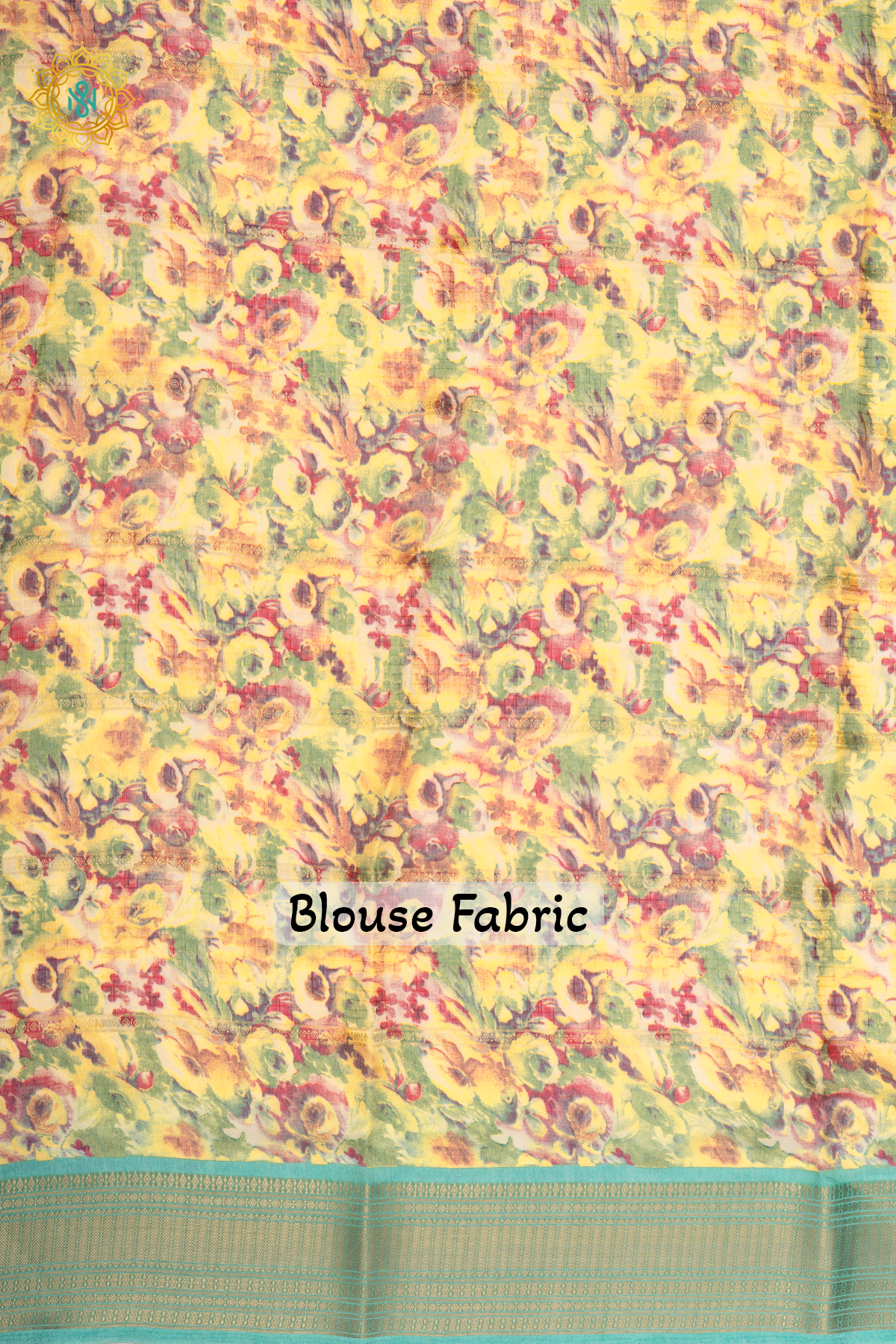 YELLOW WITH AQUA GREEN - SEMI GEORGETTE