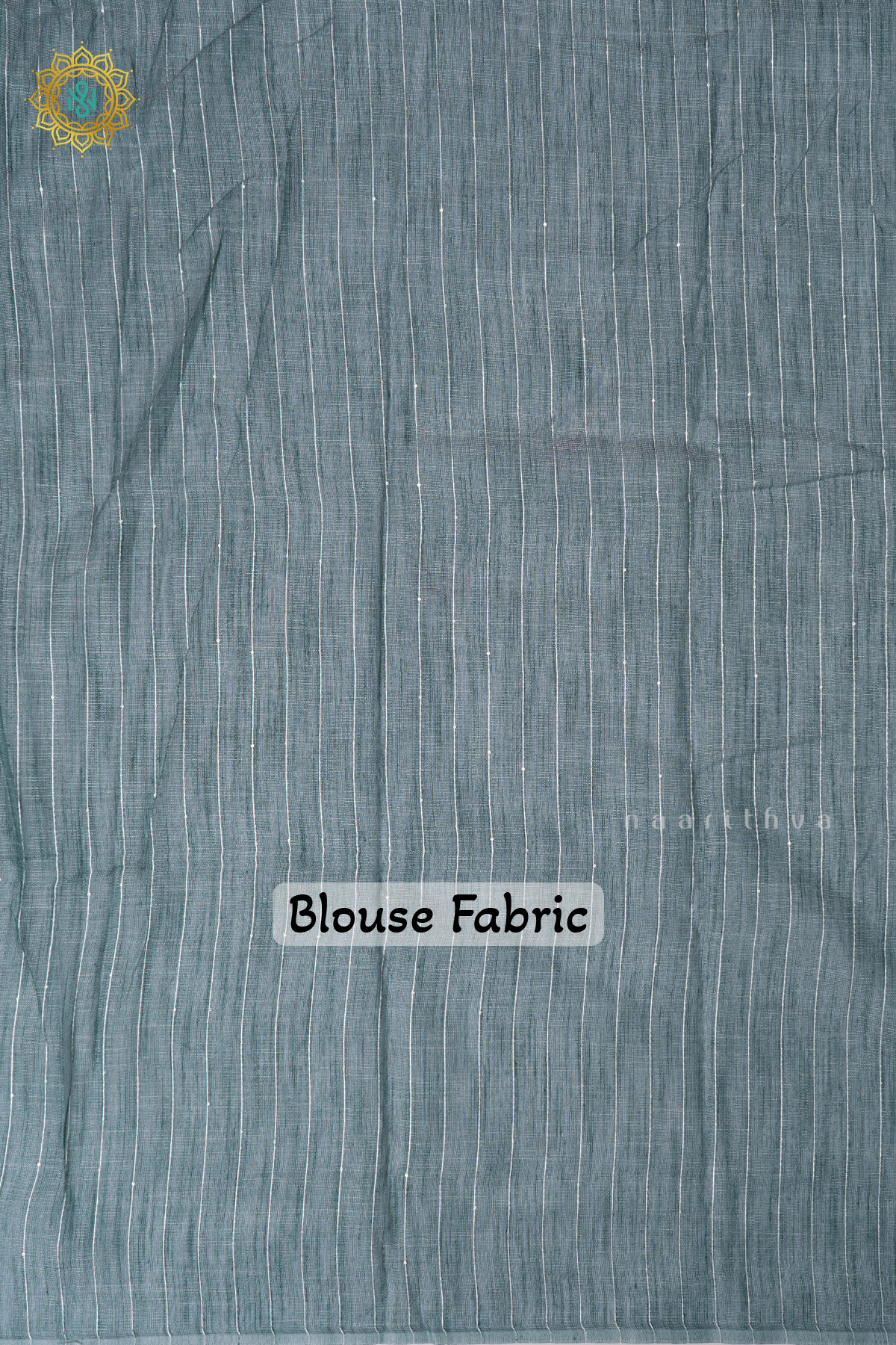Aqua Green With Grey Linen By Cotton Saree With Contrast Pallu & Blouse
