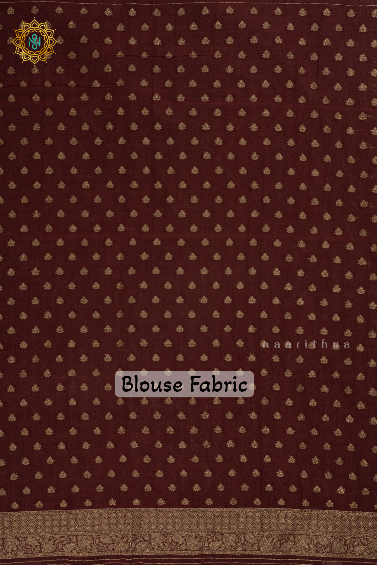 Brown - Semi georgette saree with allover zari buttas and zari border