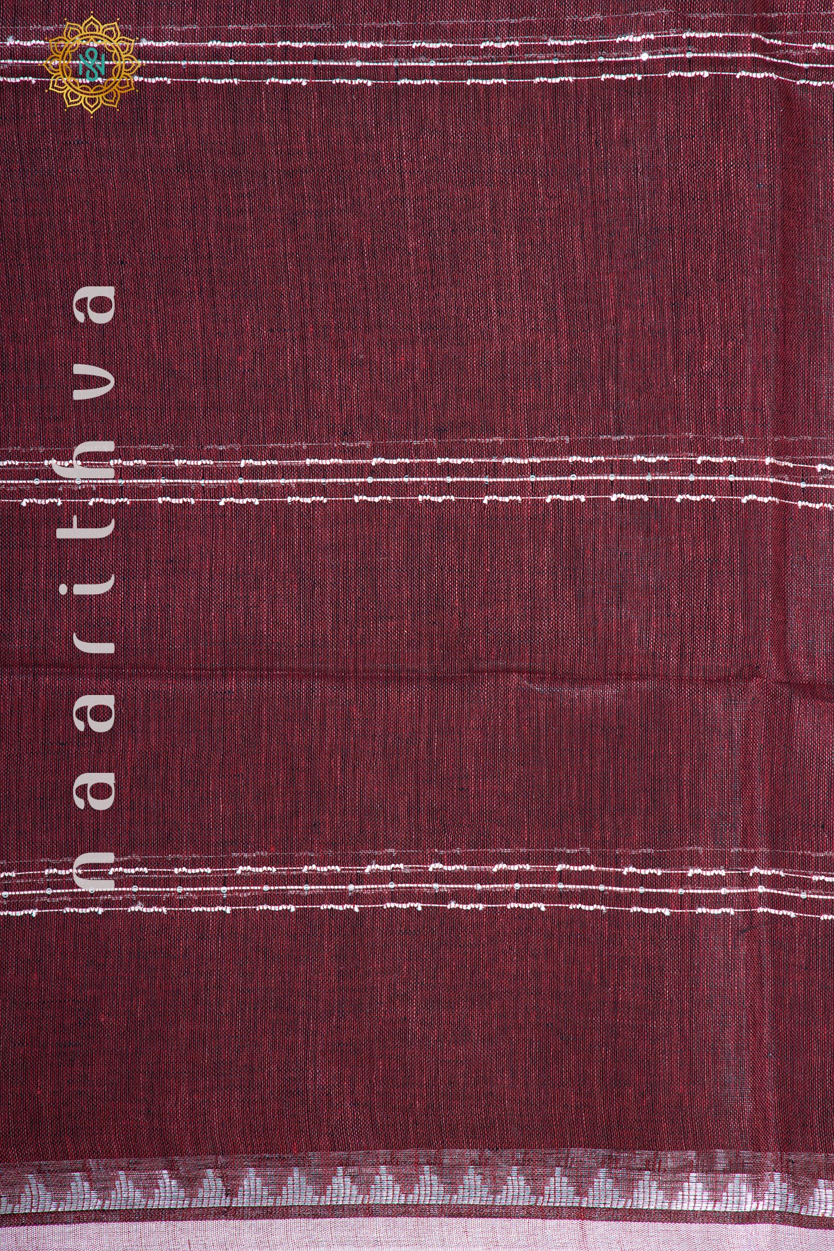 MAROON WITH BLACK - PURE LINEN