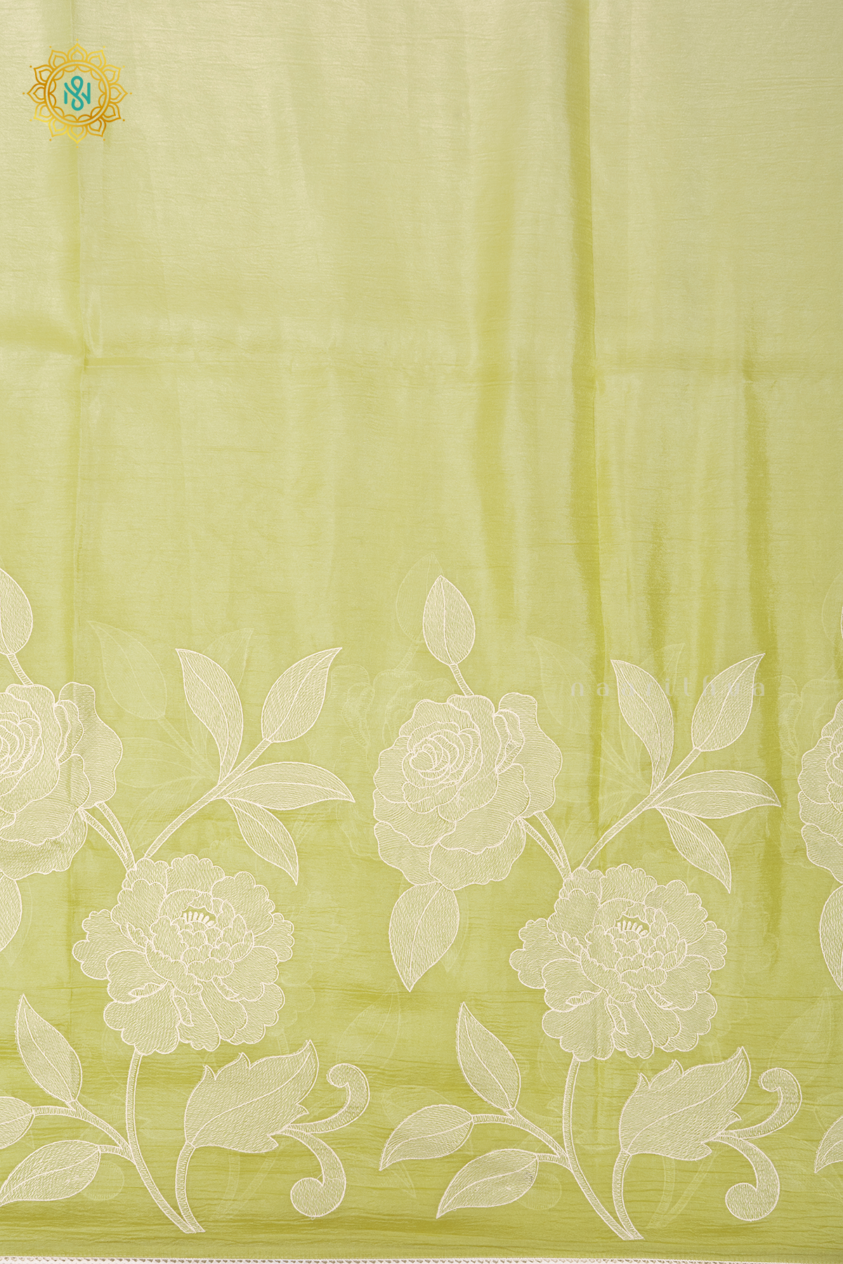 LEMON GREEN - CRUSH TISSUE WITH EMBROIDERY