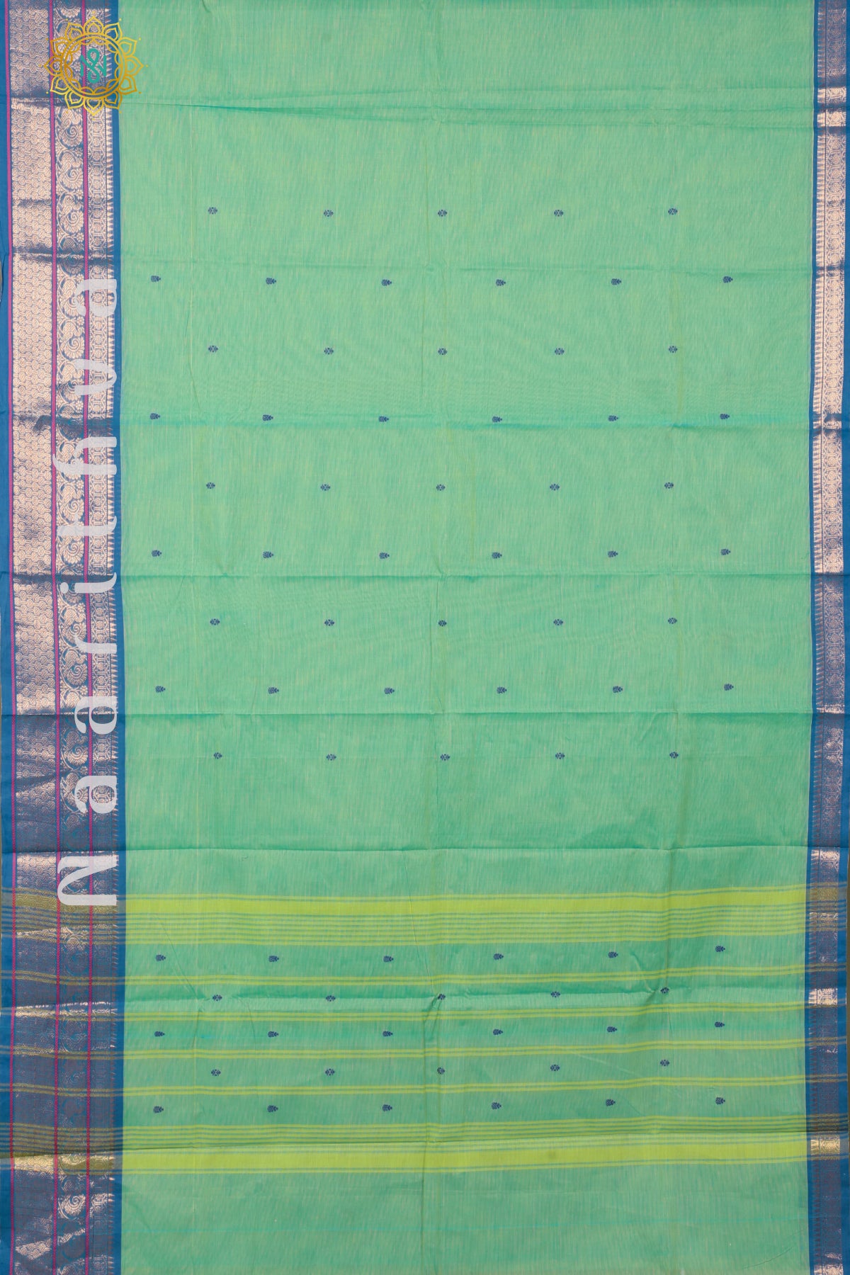 GREEN WITH BLUE - CHETTINAD COTTON