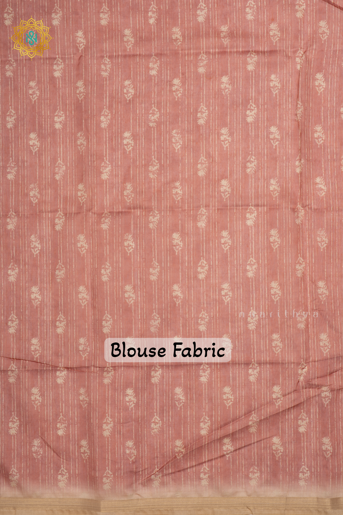 Beige With Light Pink Linen By Cotton Saree With Kalamkari Prints On The Body