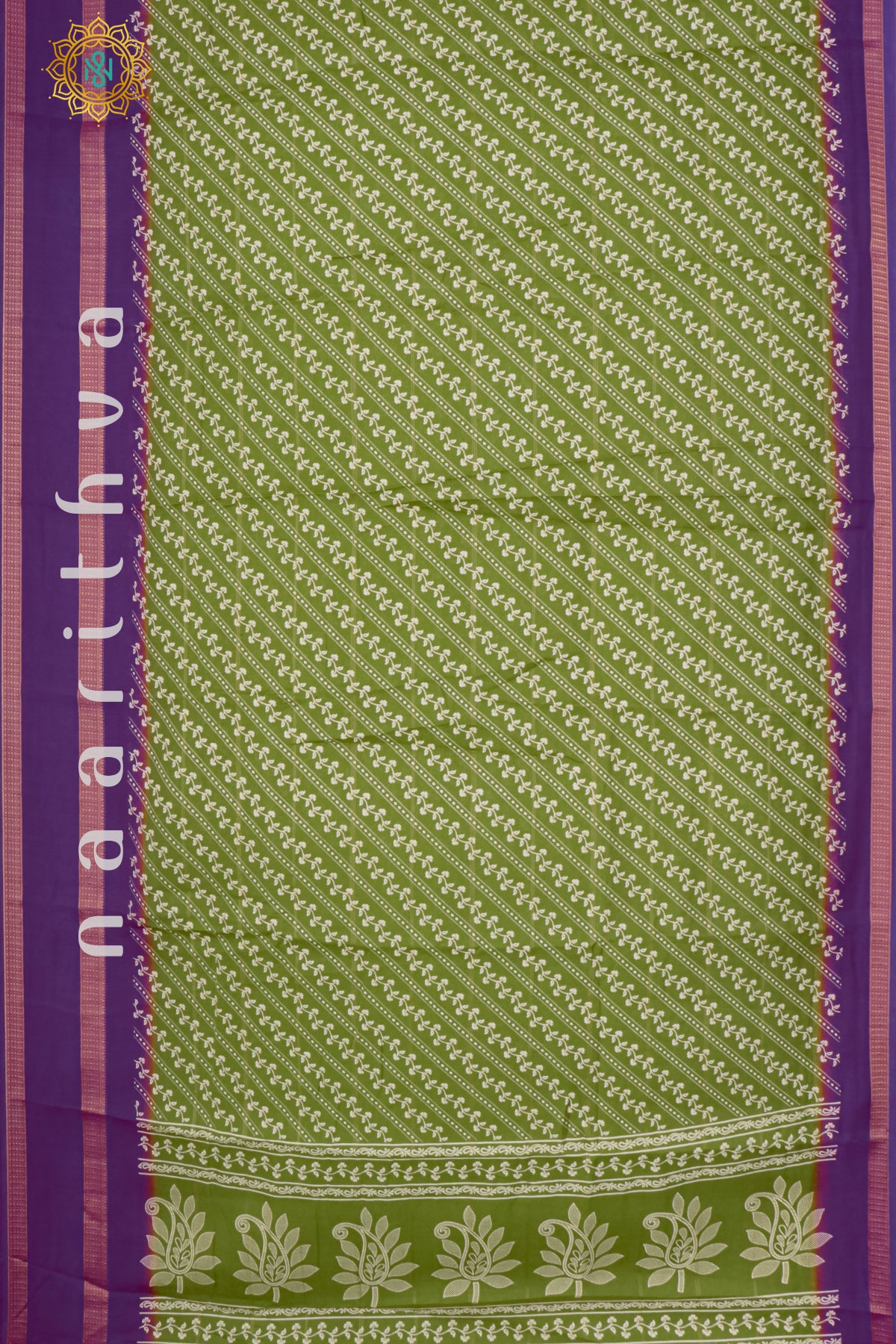 GREEN WITH PURPLE - SEMI GEORGETTE