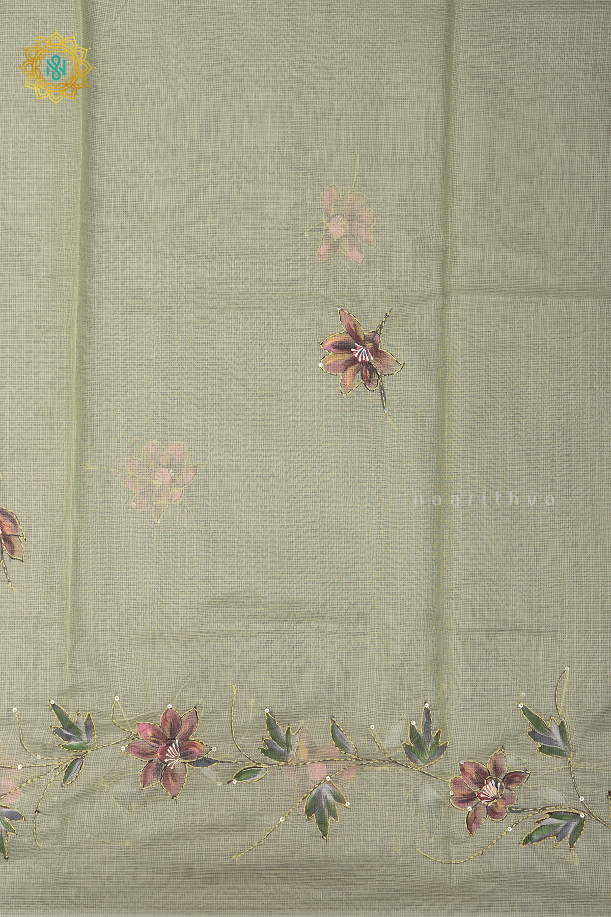 GREEN - KOTA TISSUE WITH KATHA WORK