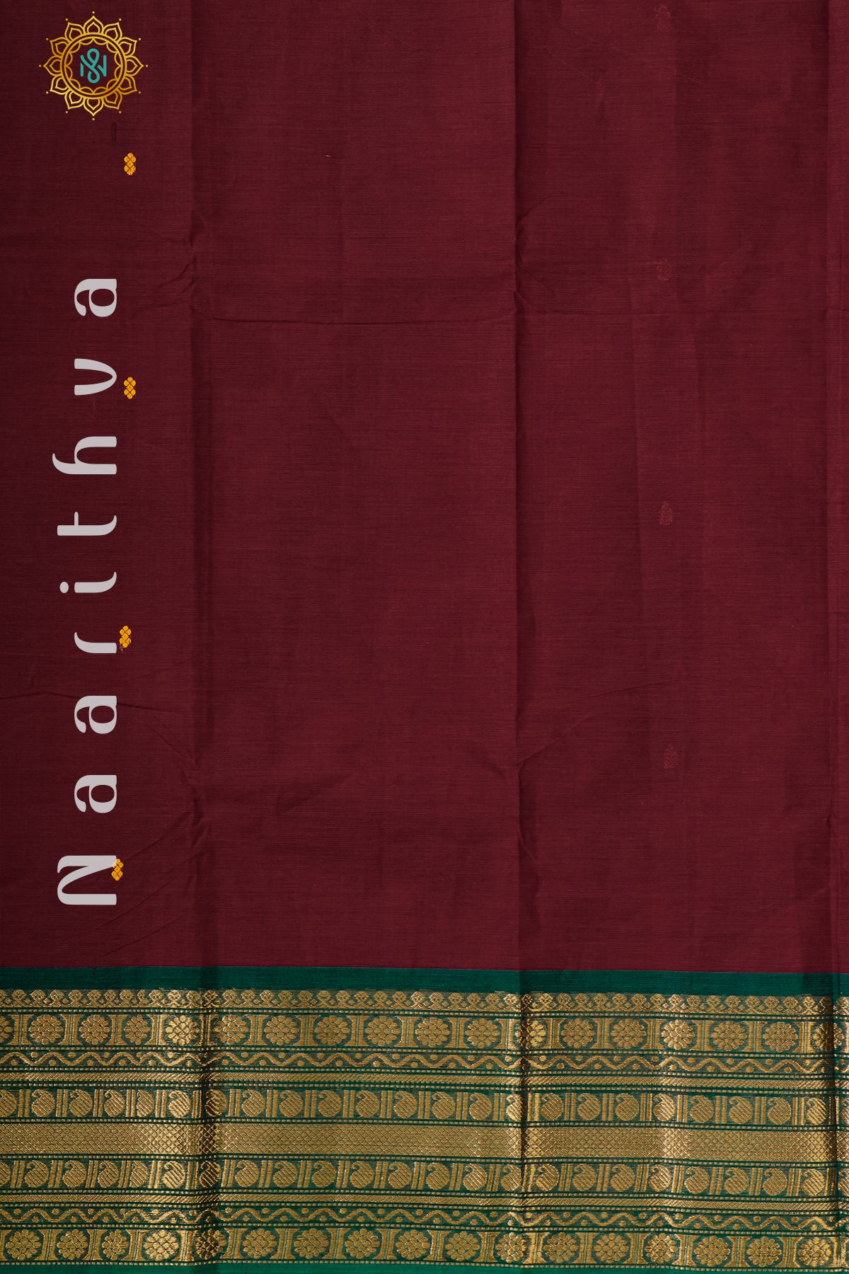 MAROON WITH GREEN - CHETTINAD COTTON