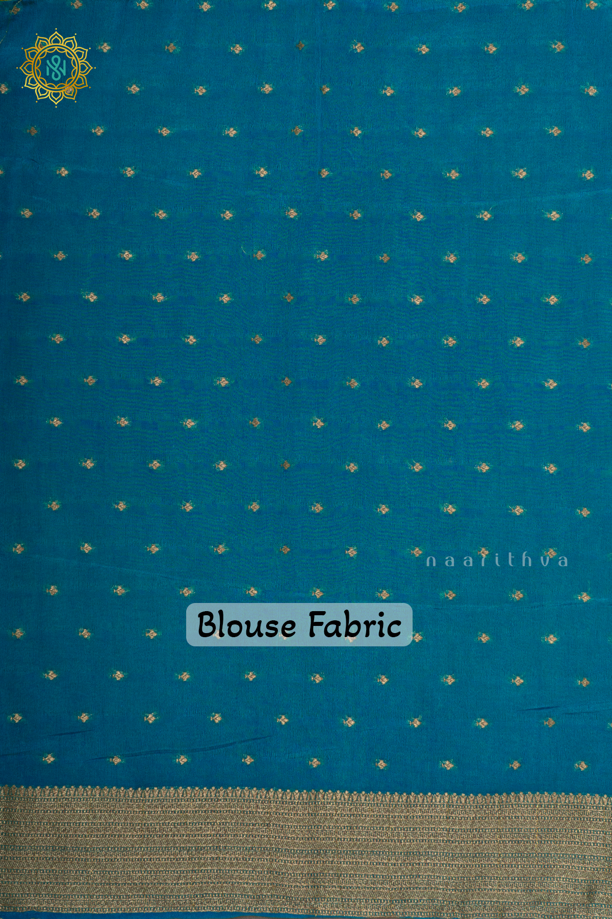 PARROT GREEN WITH SKY BLUE - SEMI CREPE GEORGETTE