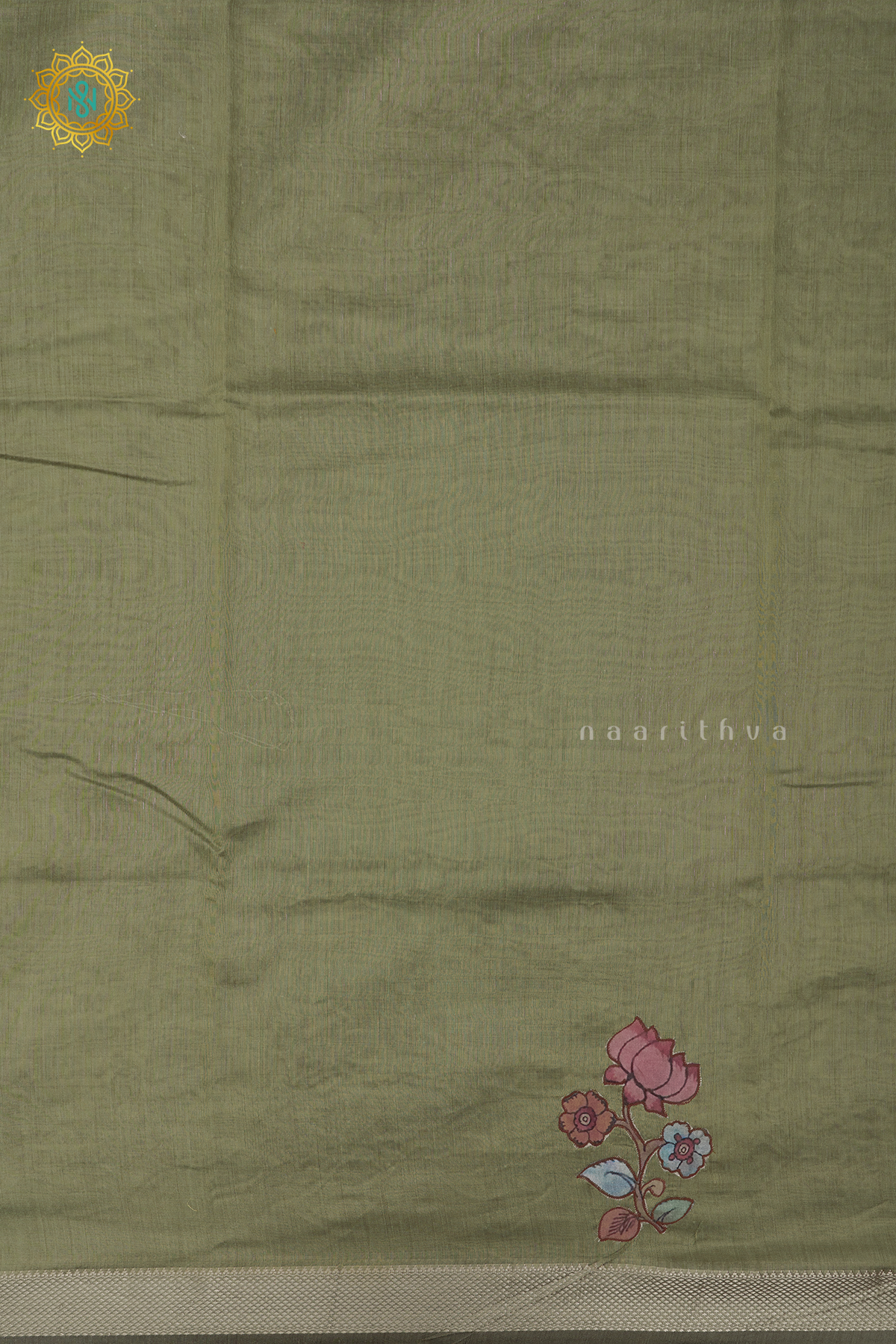 GREEN - SEMI TISSUE WITH APPLIQUE WORK