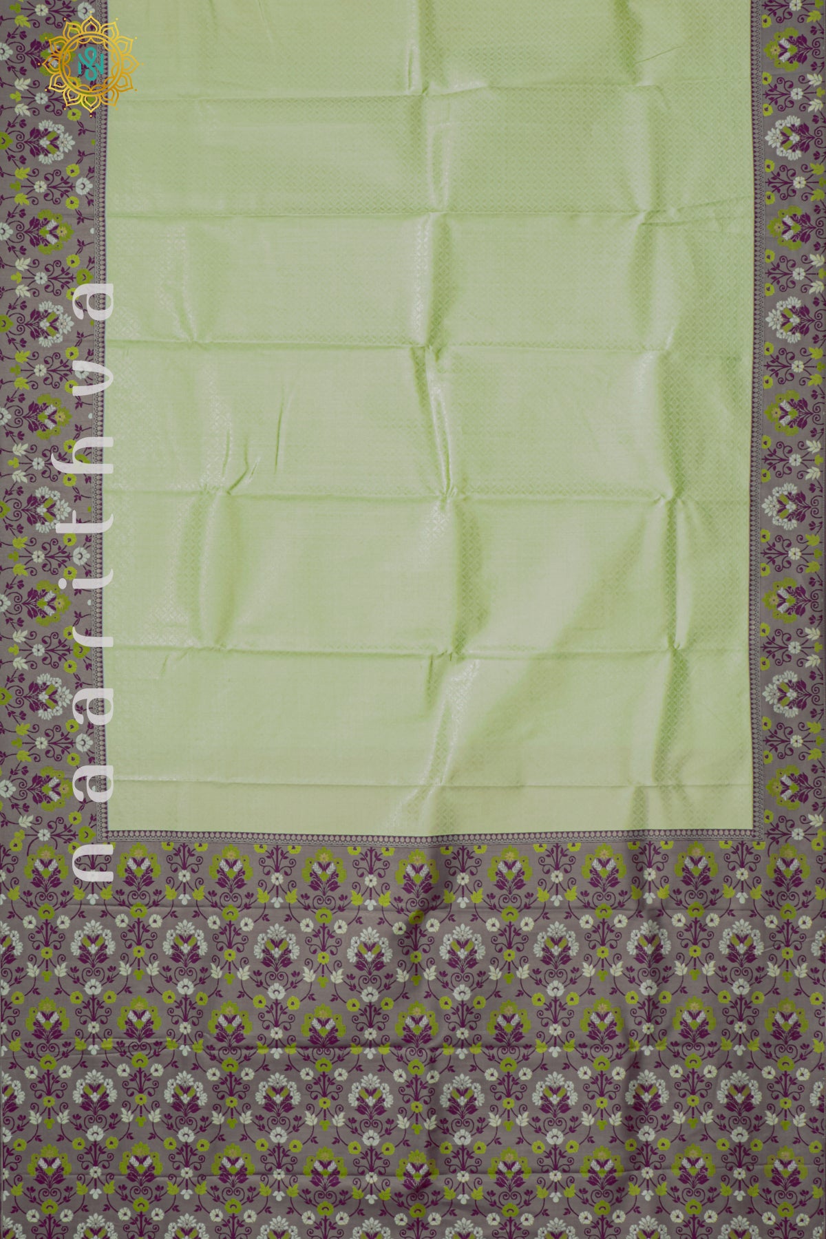 PISTA GREEN WITH PURPLE - SEMI KANCHI