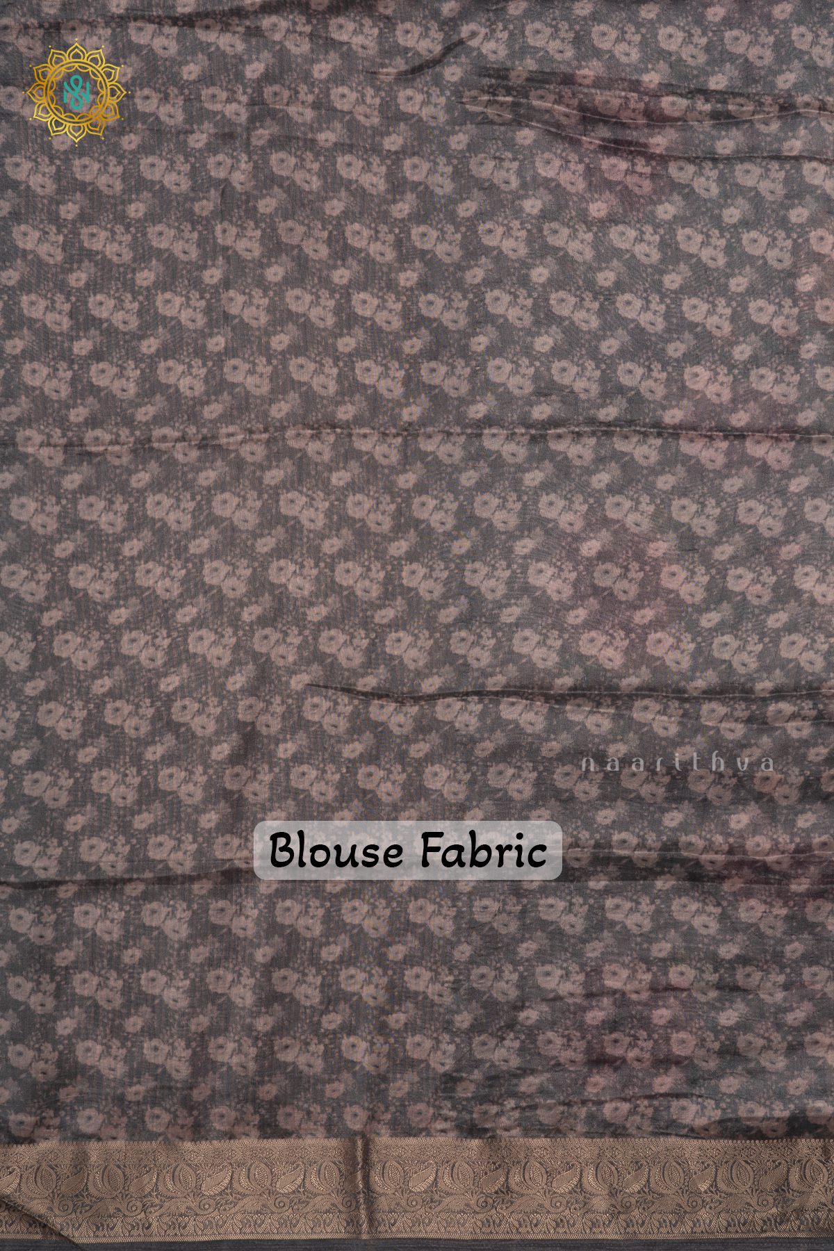 Grey Organza Crepe Saree With Floral Prints On The Body And Zari Border