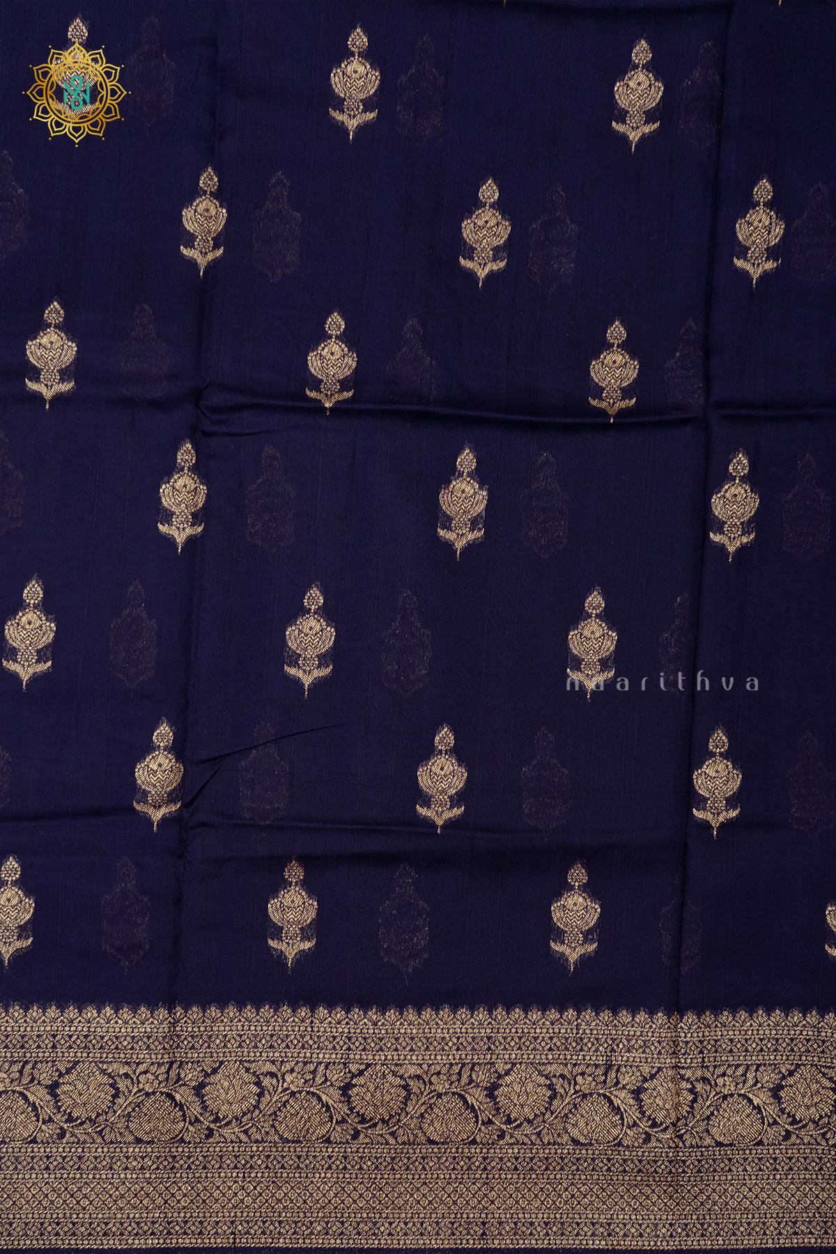 NAVY BLUE WITH WINE - SEMI TUSSAR SILK