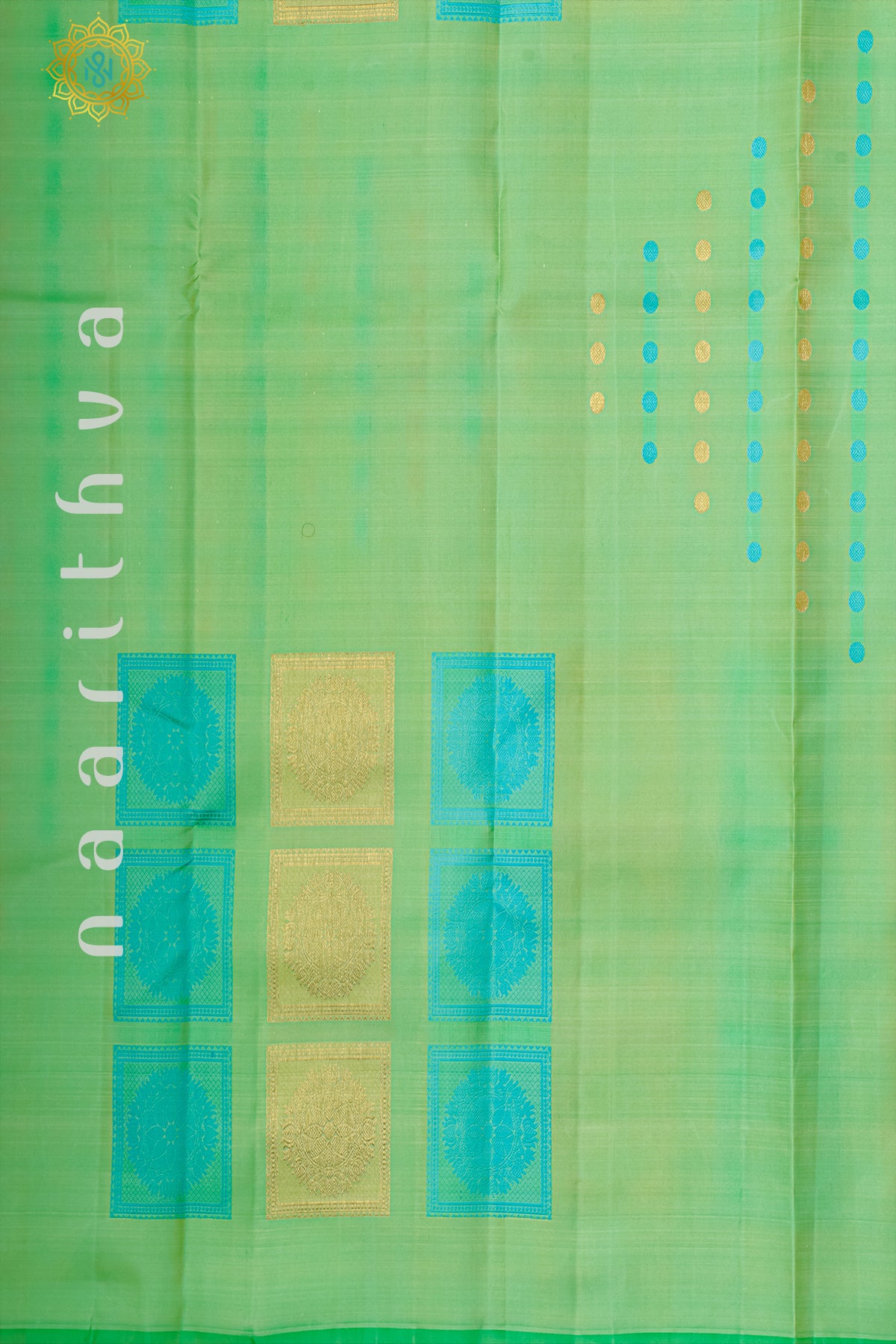 GREEN WITH NAVY BLUE - PURE KANJIVARAM SILK