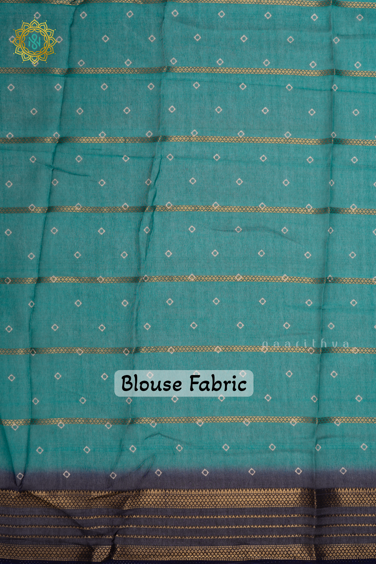 AQUA BLUE WITH NAVY BLUE  - SEMI GEORGETTE