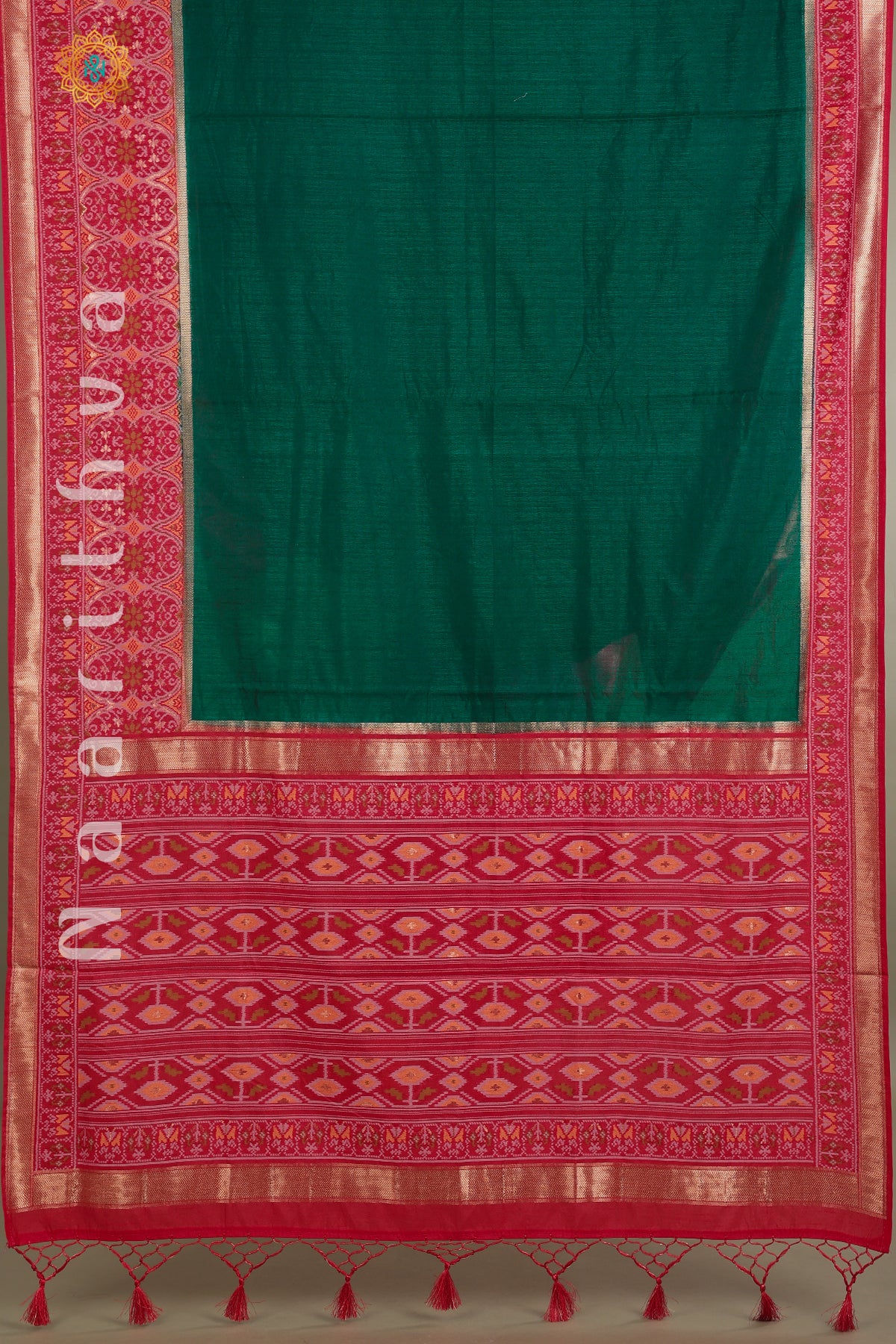 GREEN WITH RED - SILK MIX PATOLA