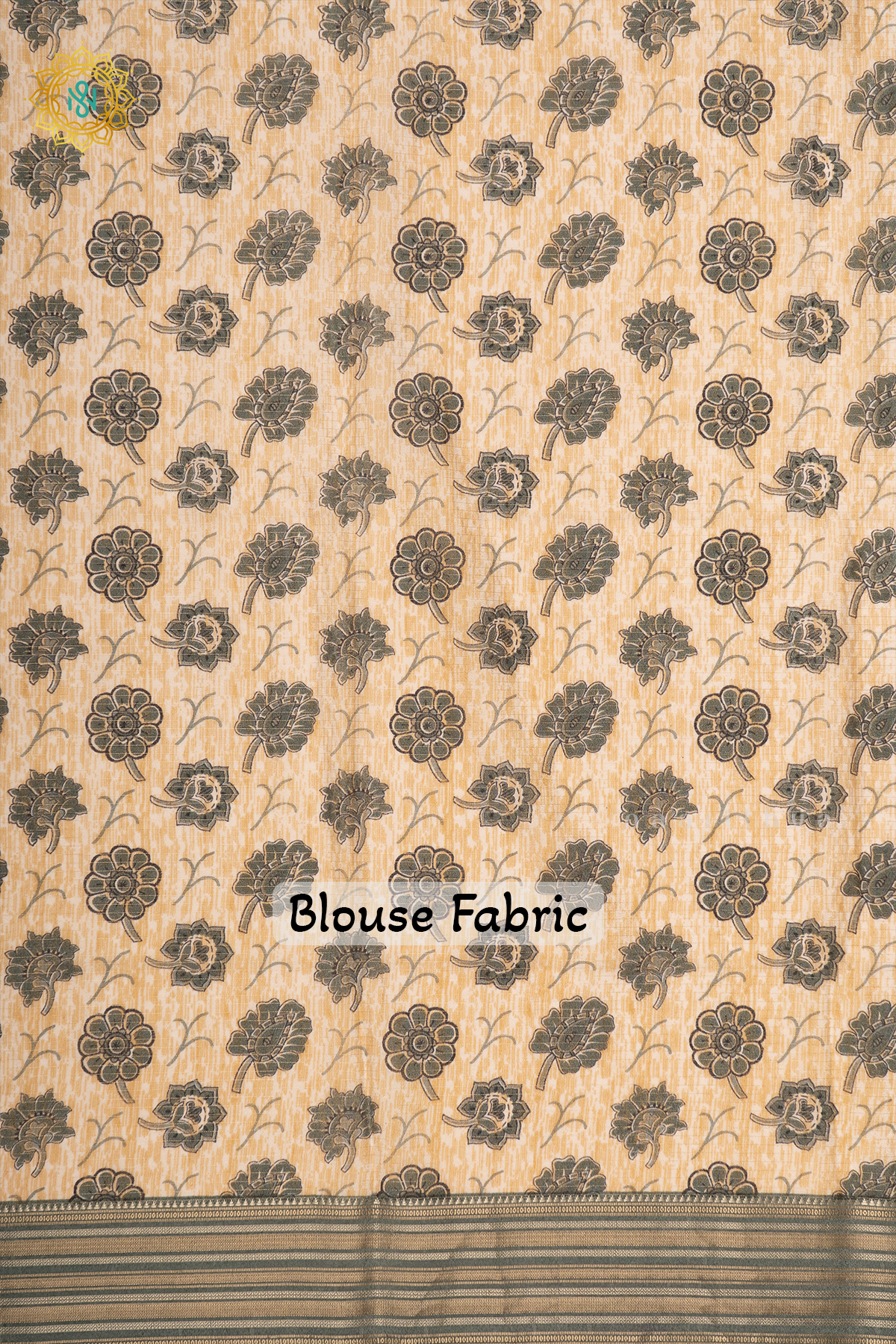 SKY BLUE WITH BEIGE - SEMI CREPE SILK