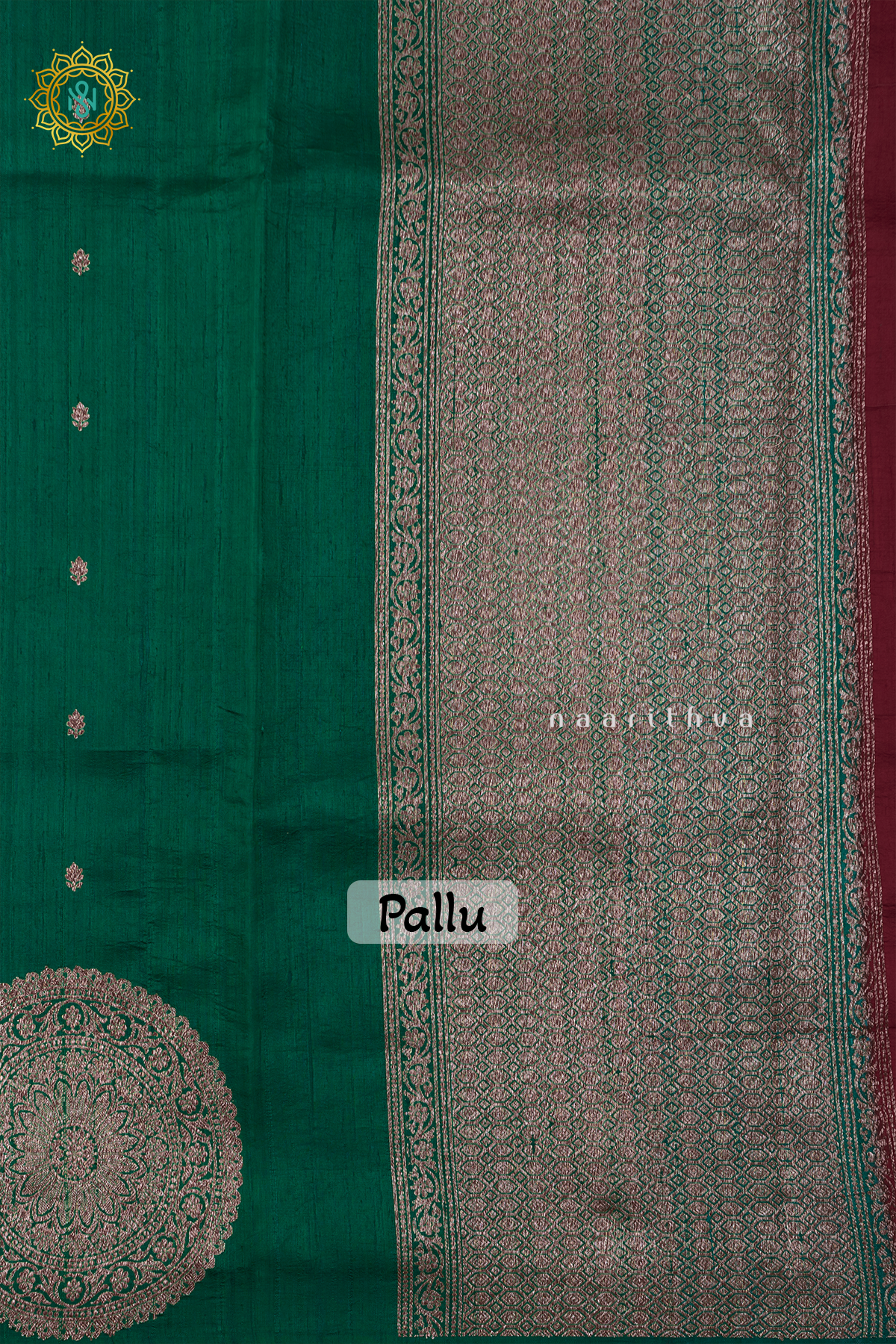 GREEN WITH RED - PURE BANARASI RAW SILK