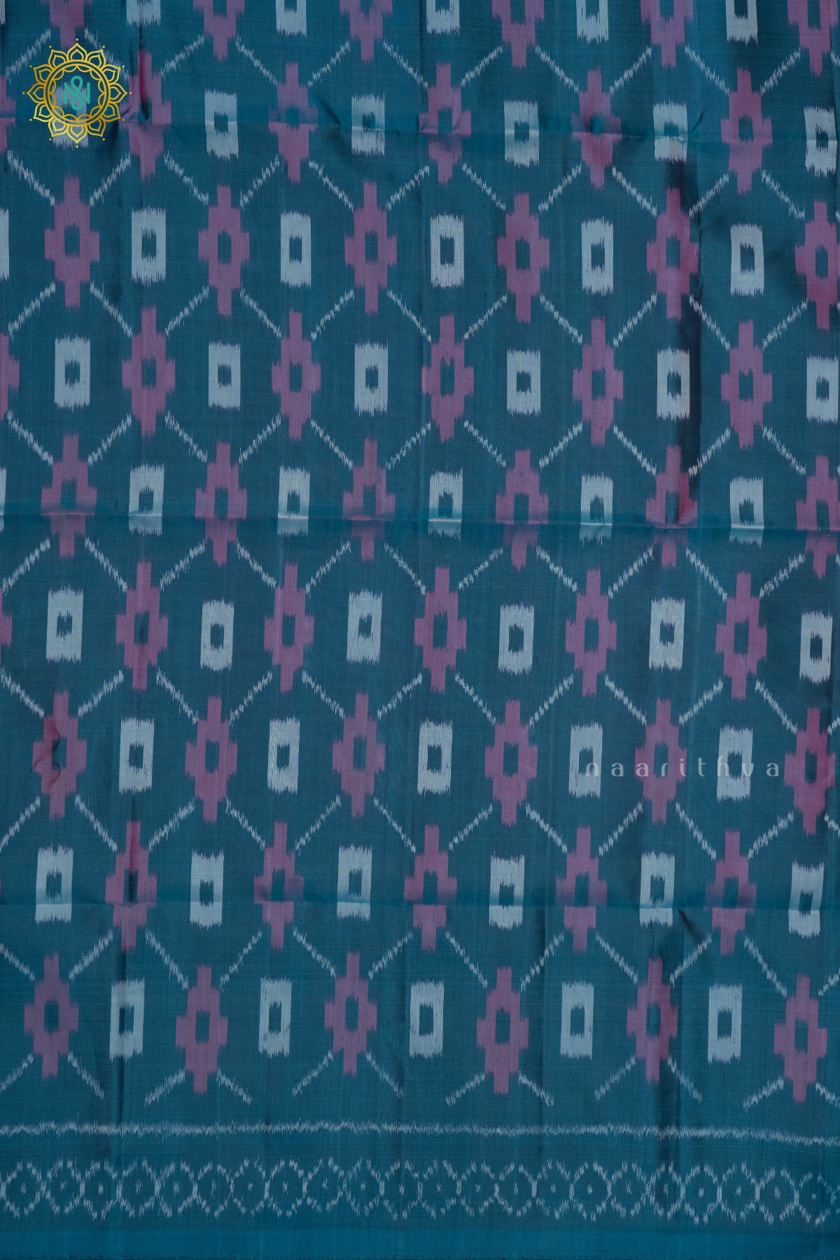 TEAL BLUE - PURE KANJIVARAM IKAT SOFT SILK