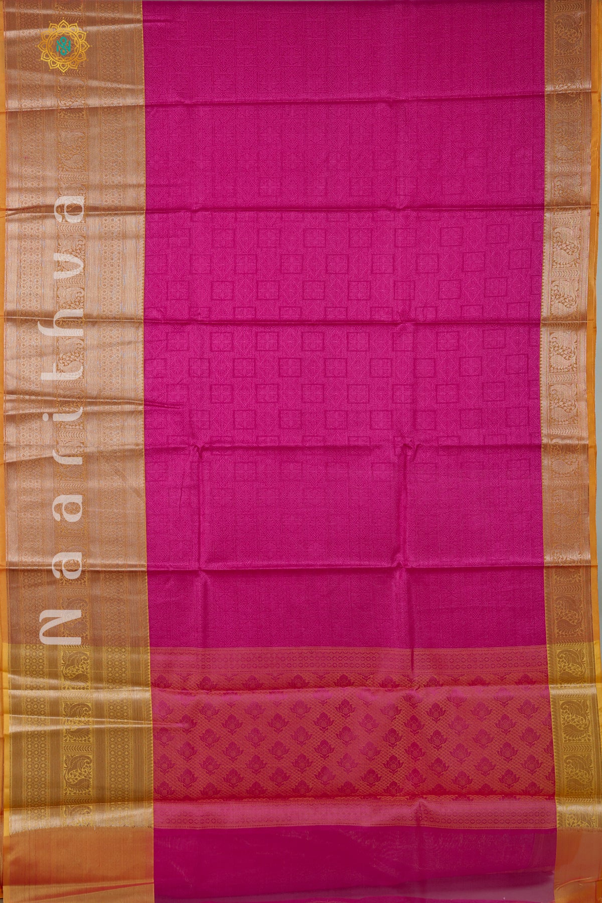 PINK WITH YELLOW - KORA TANCHOI SILK WITH CONTRAST BORDER