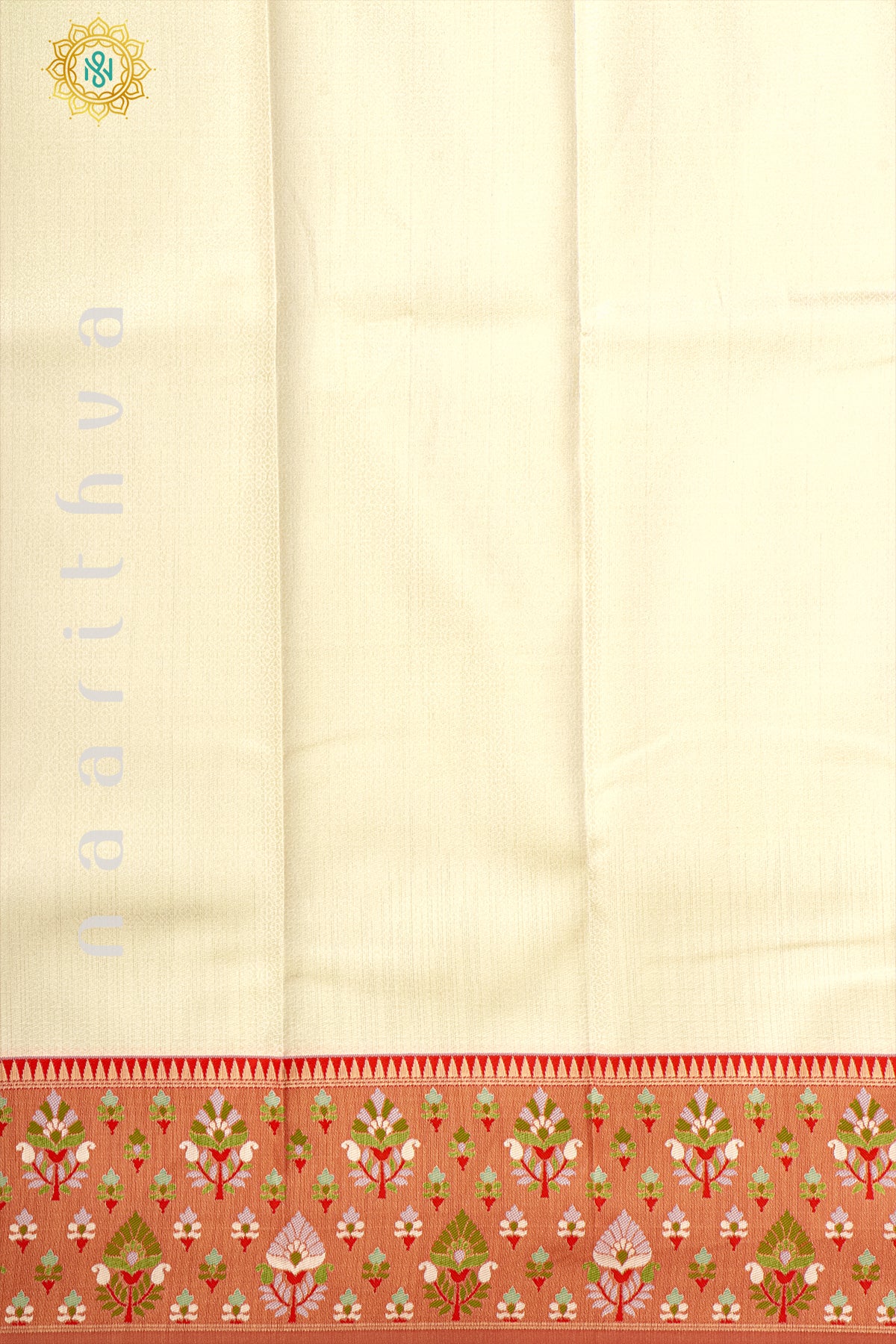 WHITE WITH ORANGE - SEMI KANCHI