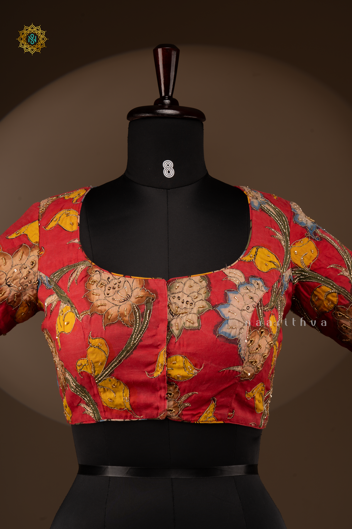 Red - Pure Silk With Hand Painted Pen Kalamkari Readymade Blouse
