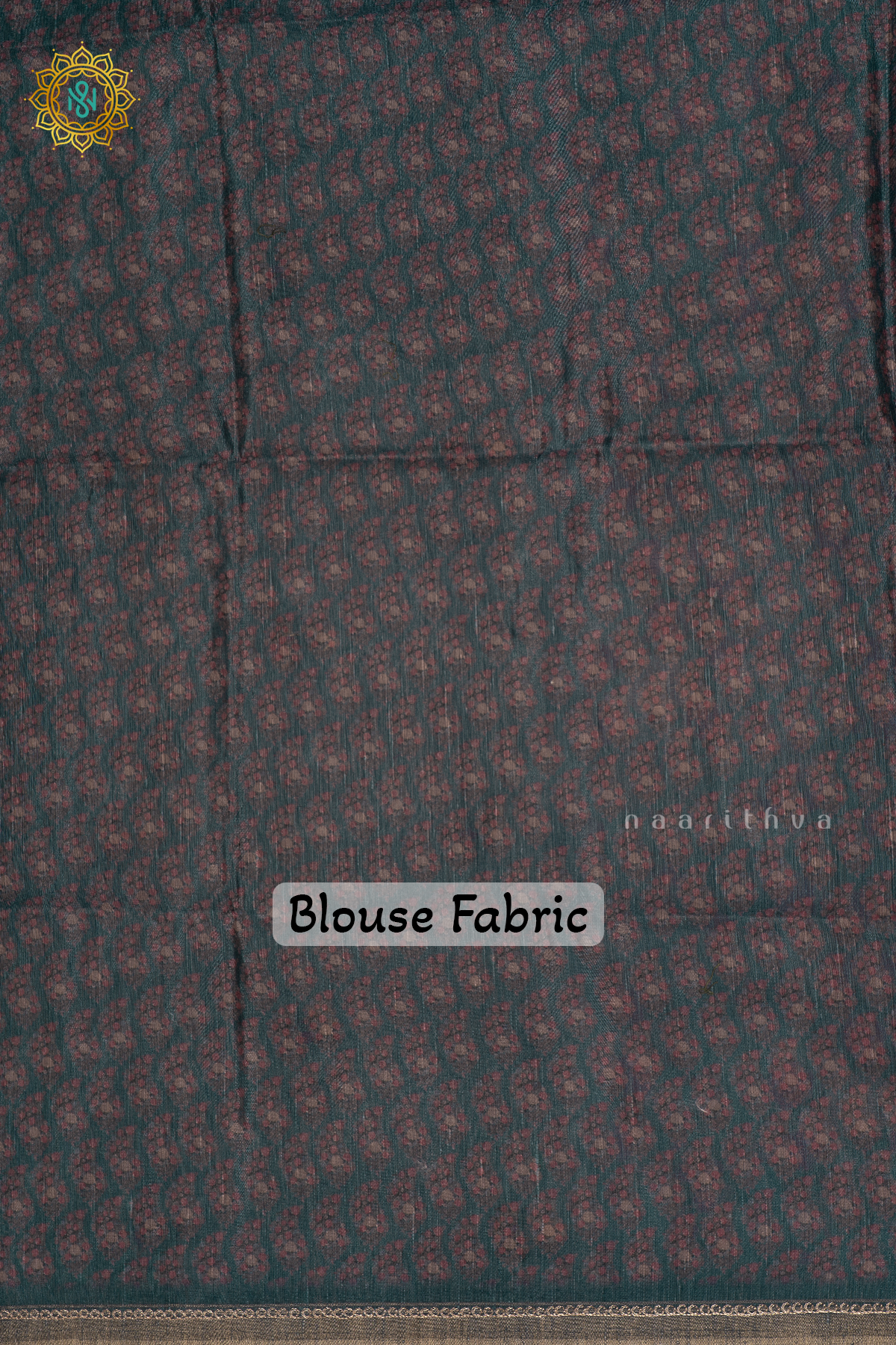 PEACOCK BLUE - KOTHA TUSSAR SAREE WITH PRINTED BODY, EMBROIDERY WOVEN BUTTAS AND AARI WORK BORDER