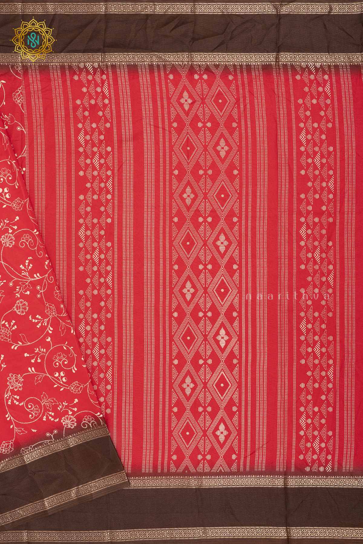 RED WITH BROWN - DOLA SILK