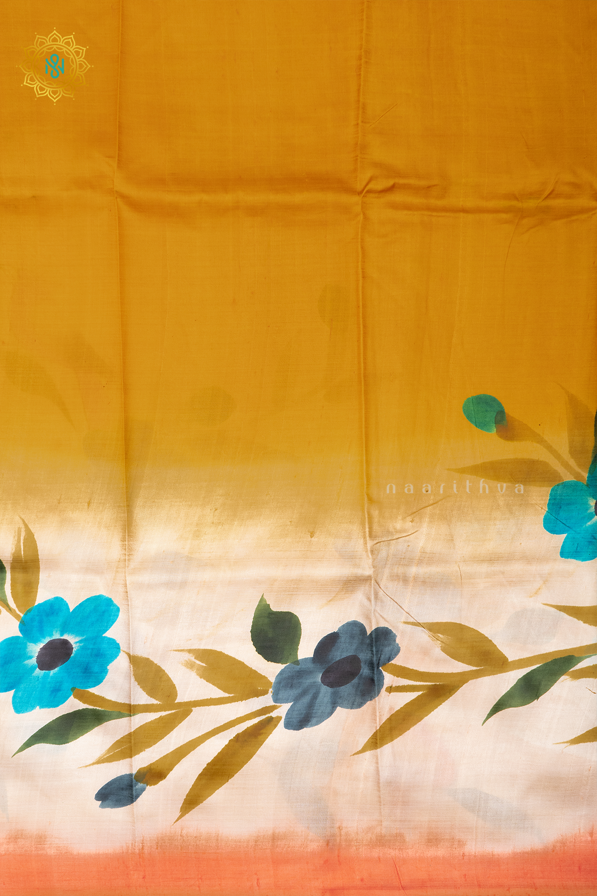 YELLOW WITH ORANGE - PURE MULBERRY SILK