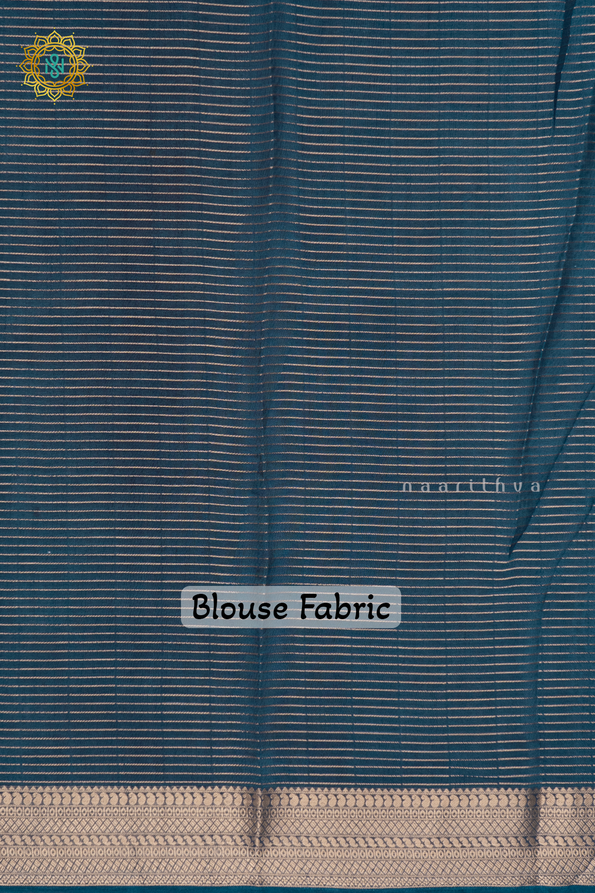 OFF WHITE WITH AQUA GREEN & TEAL BLUE - SEMI GEORGETTE