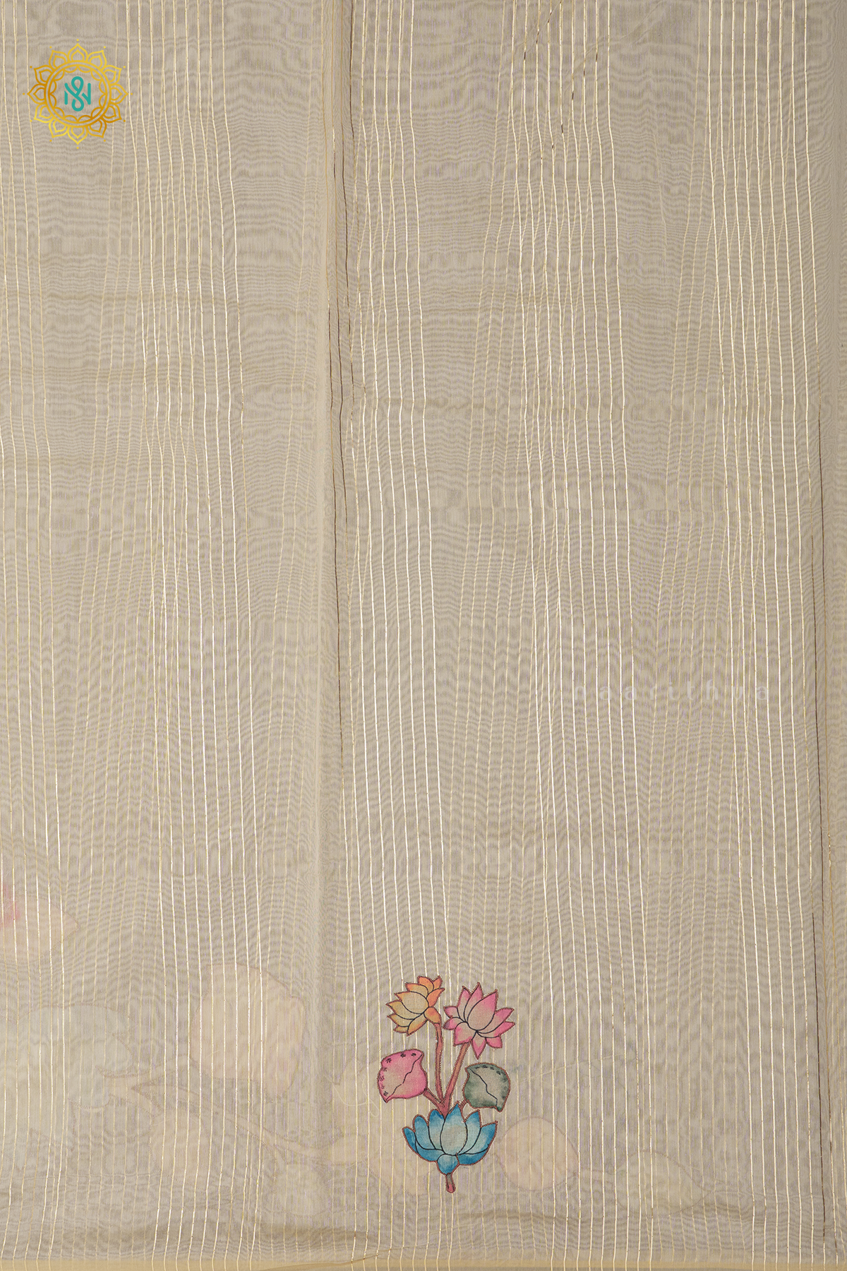 OFF WHITE - CHANDERI COTTON WITH APPLIQUE WORK
