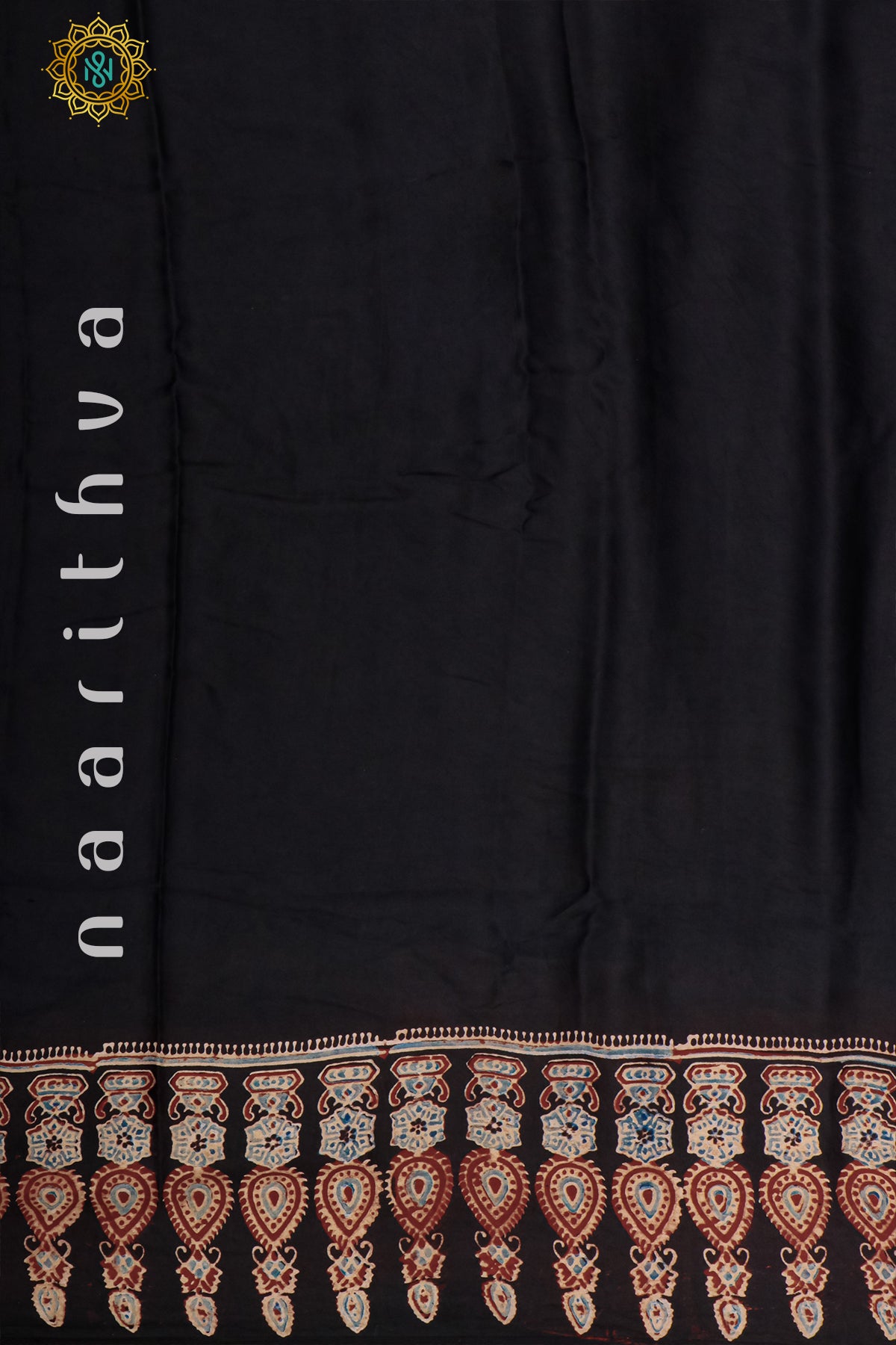 BLACK WITH MAROON - MODAL SILK WITH AJRAKH PRINT