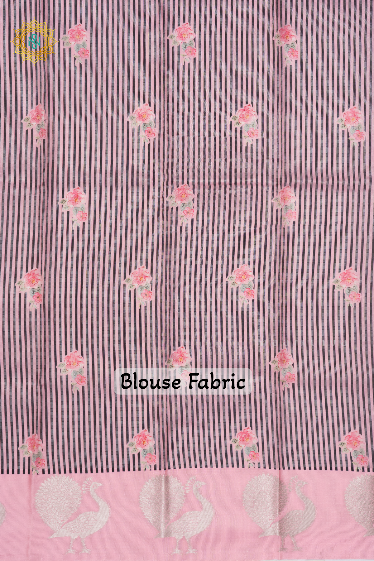 BLACK WITH PEACH - SEMI CREPE SILK