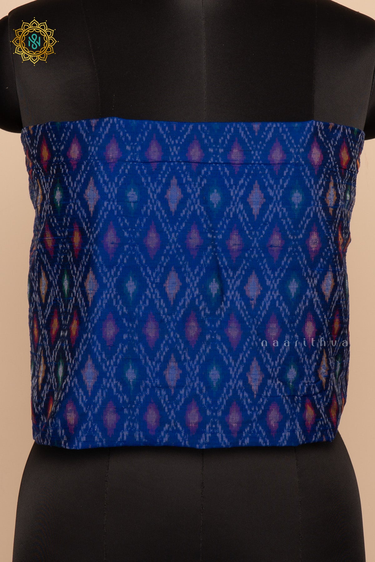 Peacock Blue Ikkat Pure Silk Bit All-Over Ikat-Woven Body
