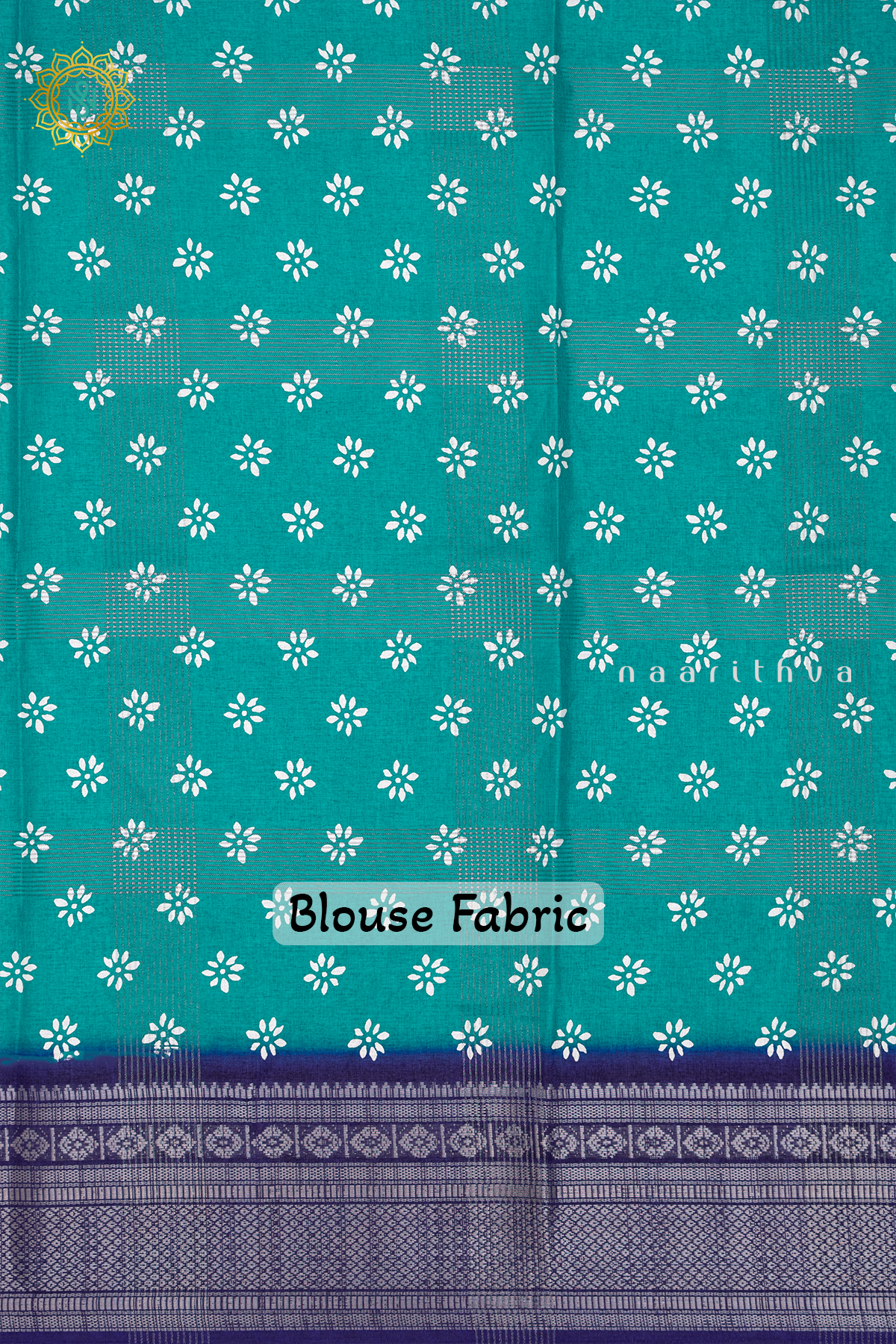 AQUA BLUE WITH NAVY BLUE - DOLA SILK